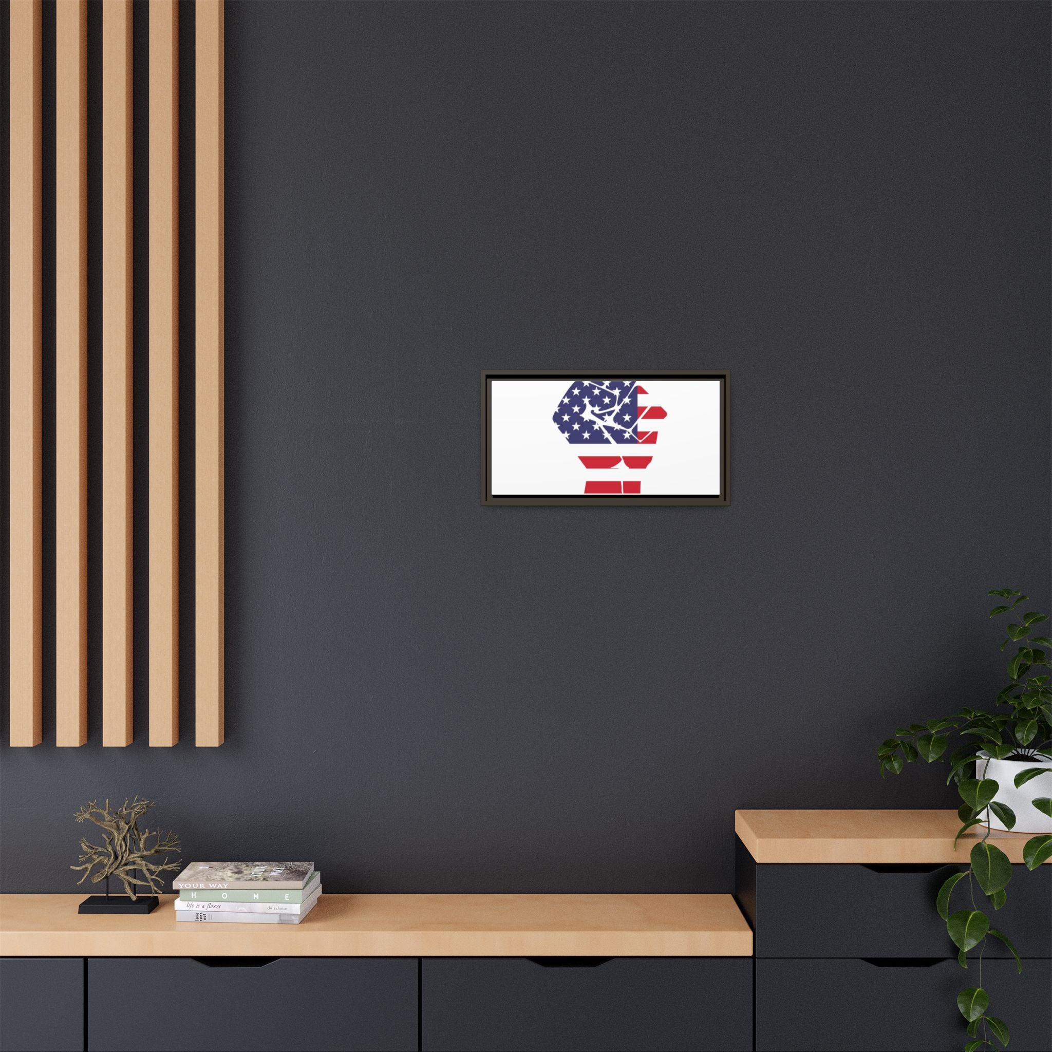 Framed Canvas Print – American Flag Fist Wall Art