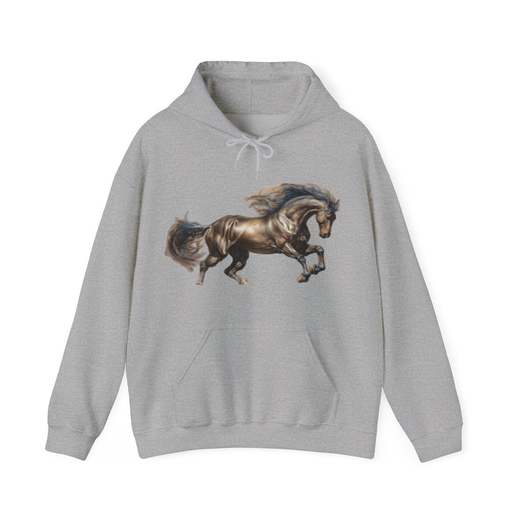 Galloping Stallion Hoodie – Realistic Bronze Horse Print