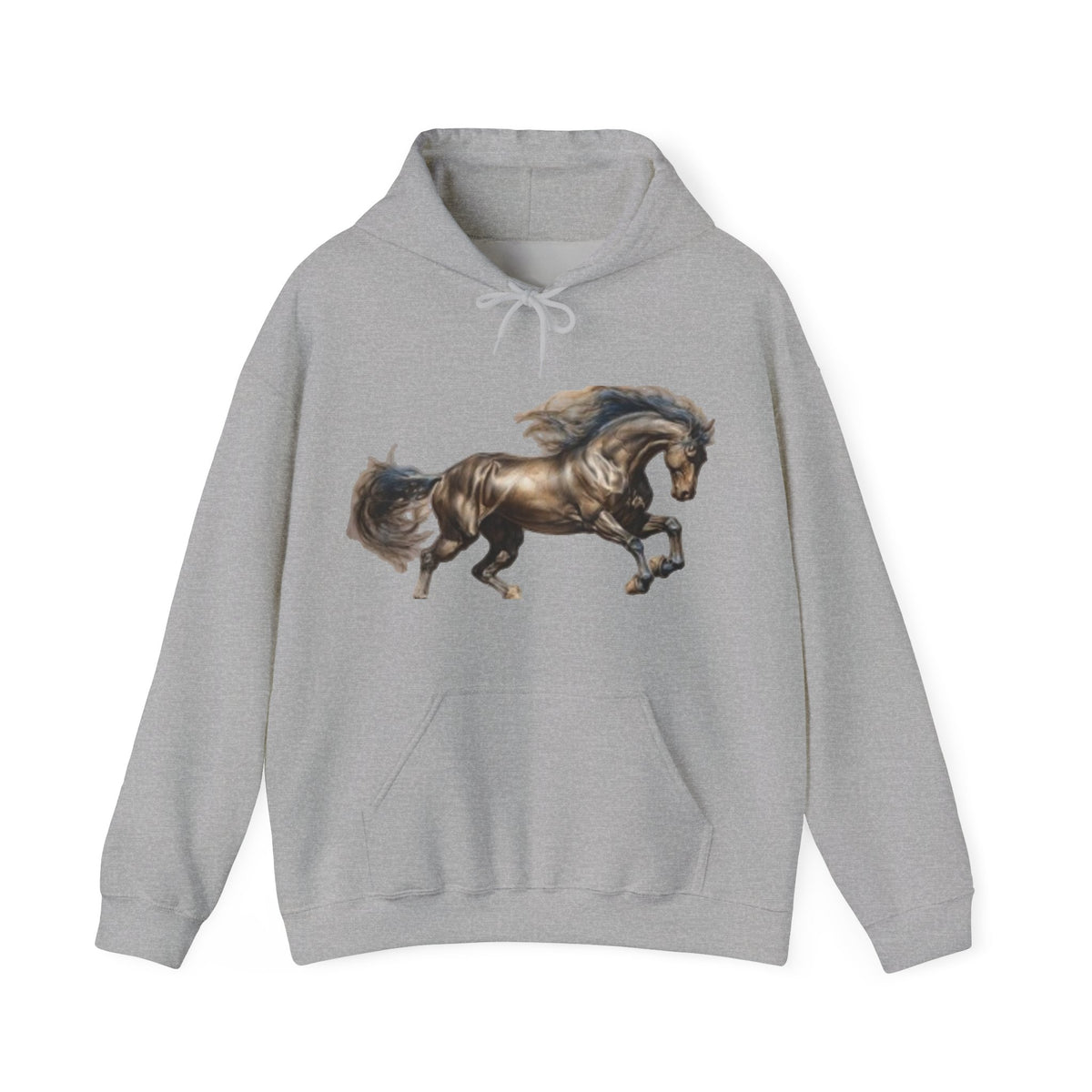 Galloping Stallion Hoodie – Realistic Bronze Horse Print