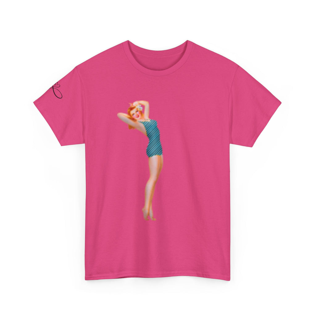 Pinup Girl Graphic T-shirt & Fast Car — Retro 1950s Bathing Beauty T-Shirt