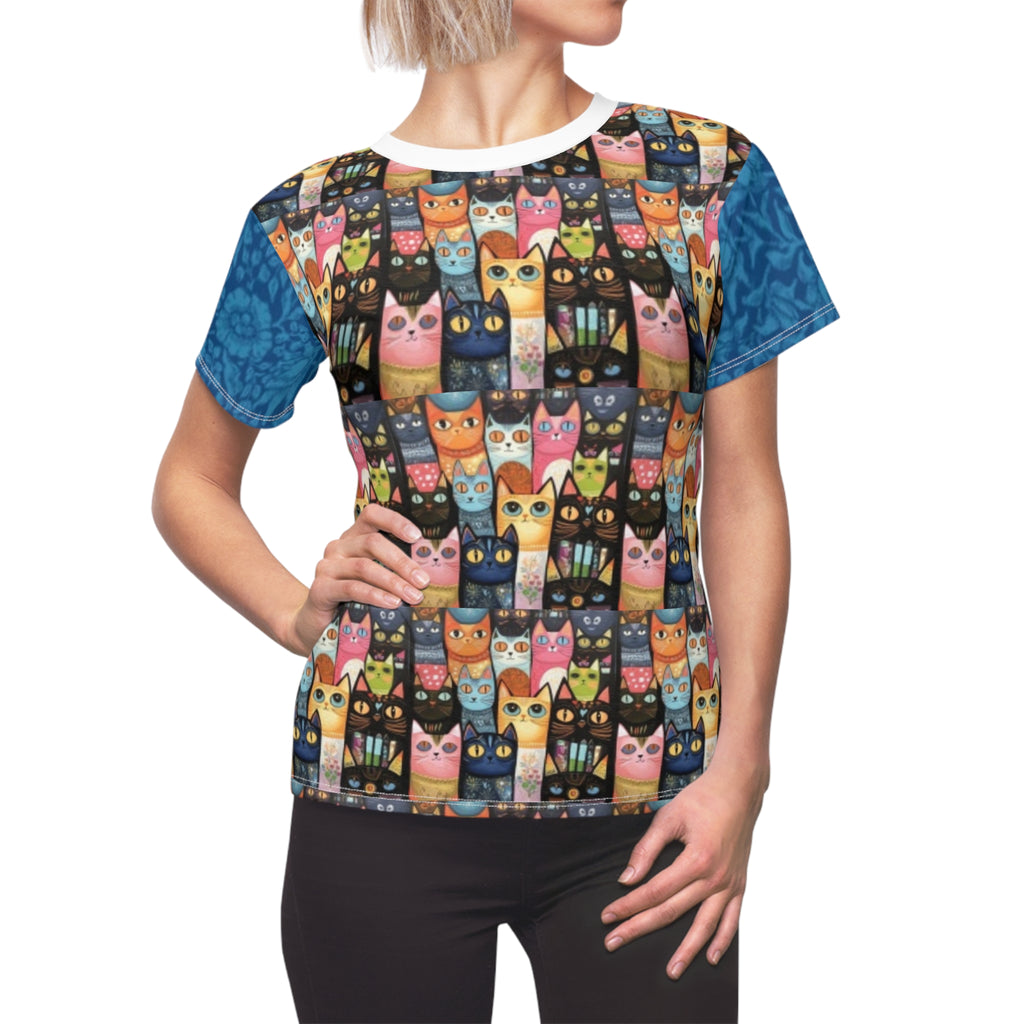 Women's Cute Colorful Cat Print T-shirt —Looking Fabulous