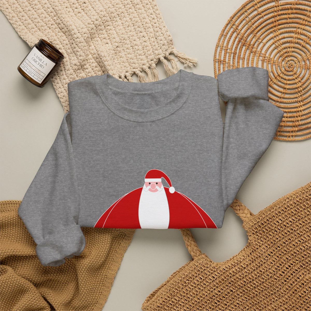 Santa Graphic Sweatshirt — Cute Holiday Christmas Crewneck