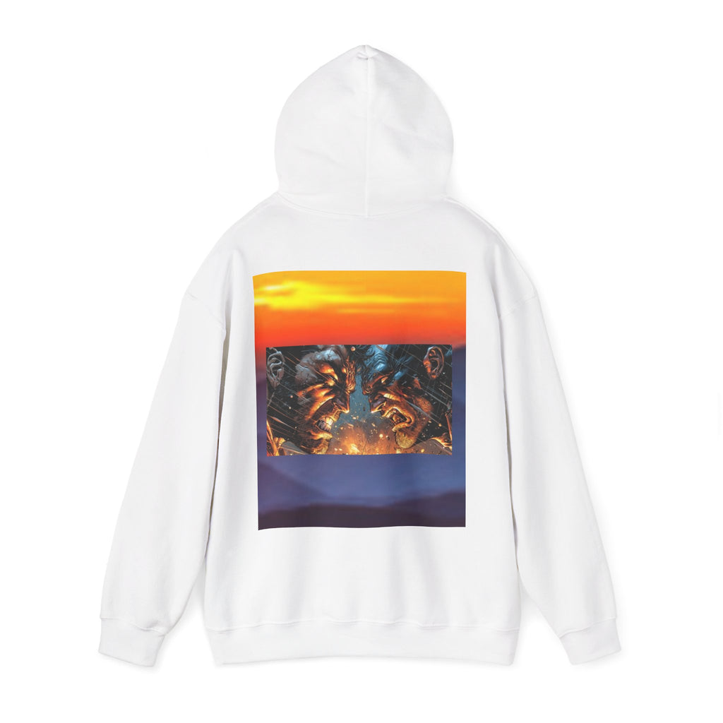 Marijuana Leaf Hoodie with Two Men Angry — Casual Streetwear Pullover