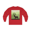 Forest Deer Sunset Long Sleeve Tee — Nature Silhouette Graphic Shirt