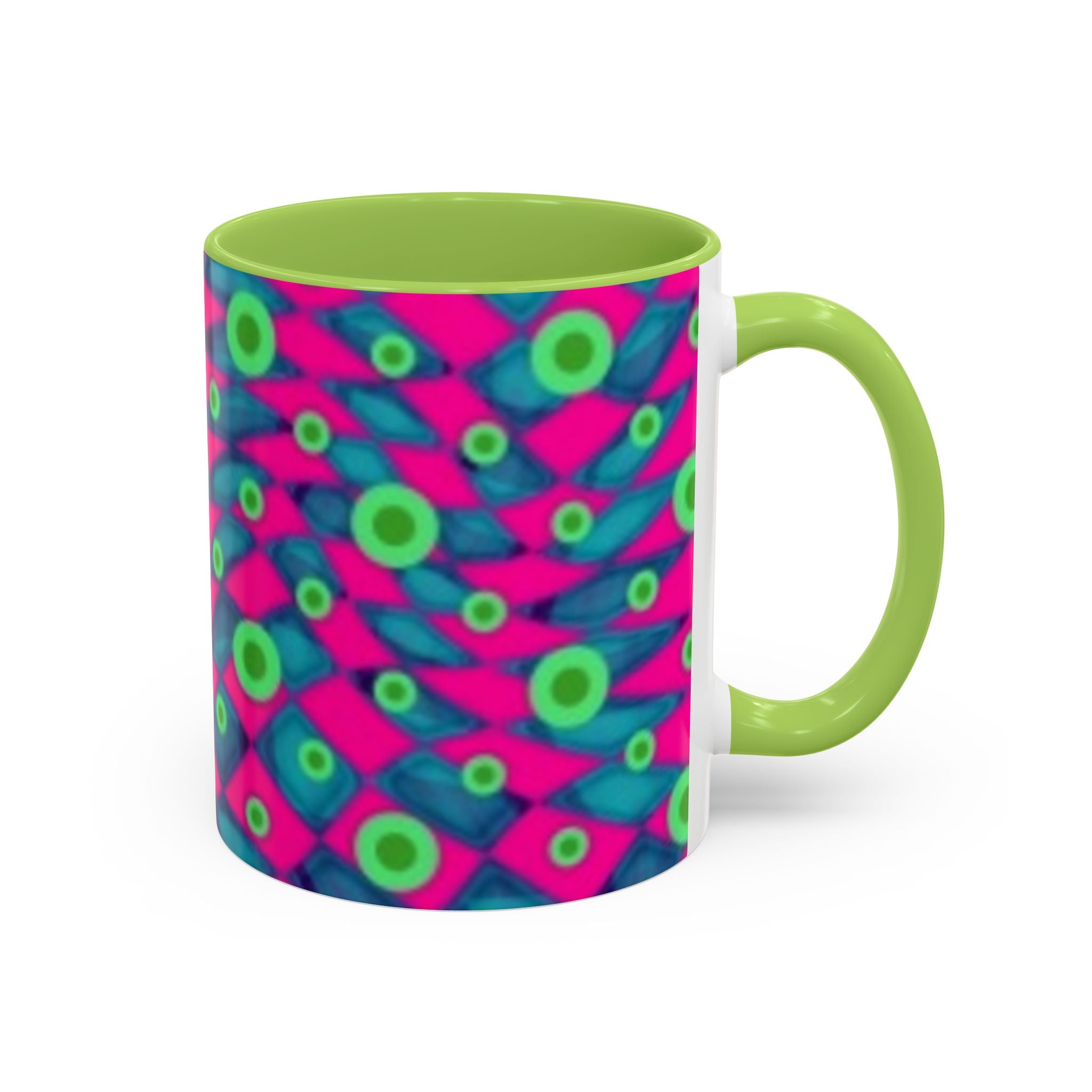 Abstract Neon Pattern Coffee Mug — Vibrant Retro Geometric Accent Mug (11/15oz)