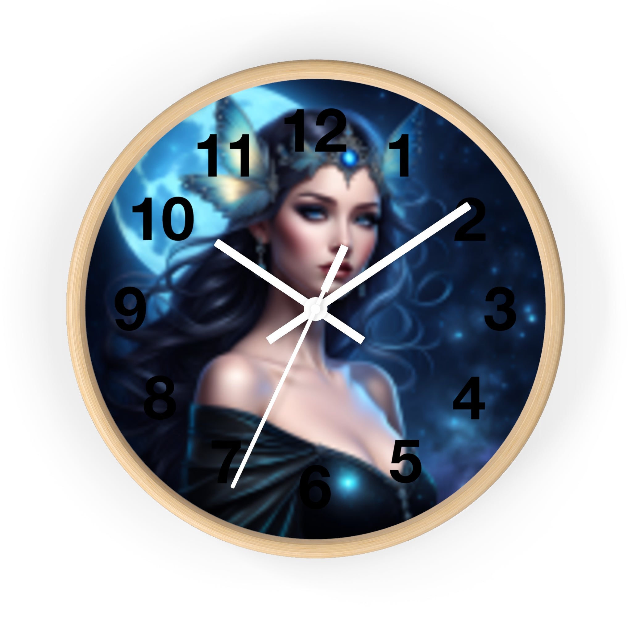 Moonlit Sorceress Wall Clock — Fantasy Goddess Decor