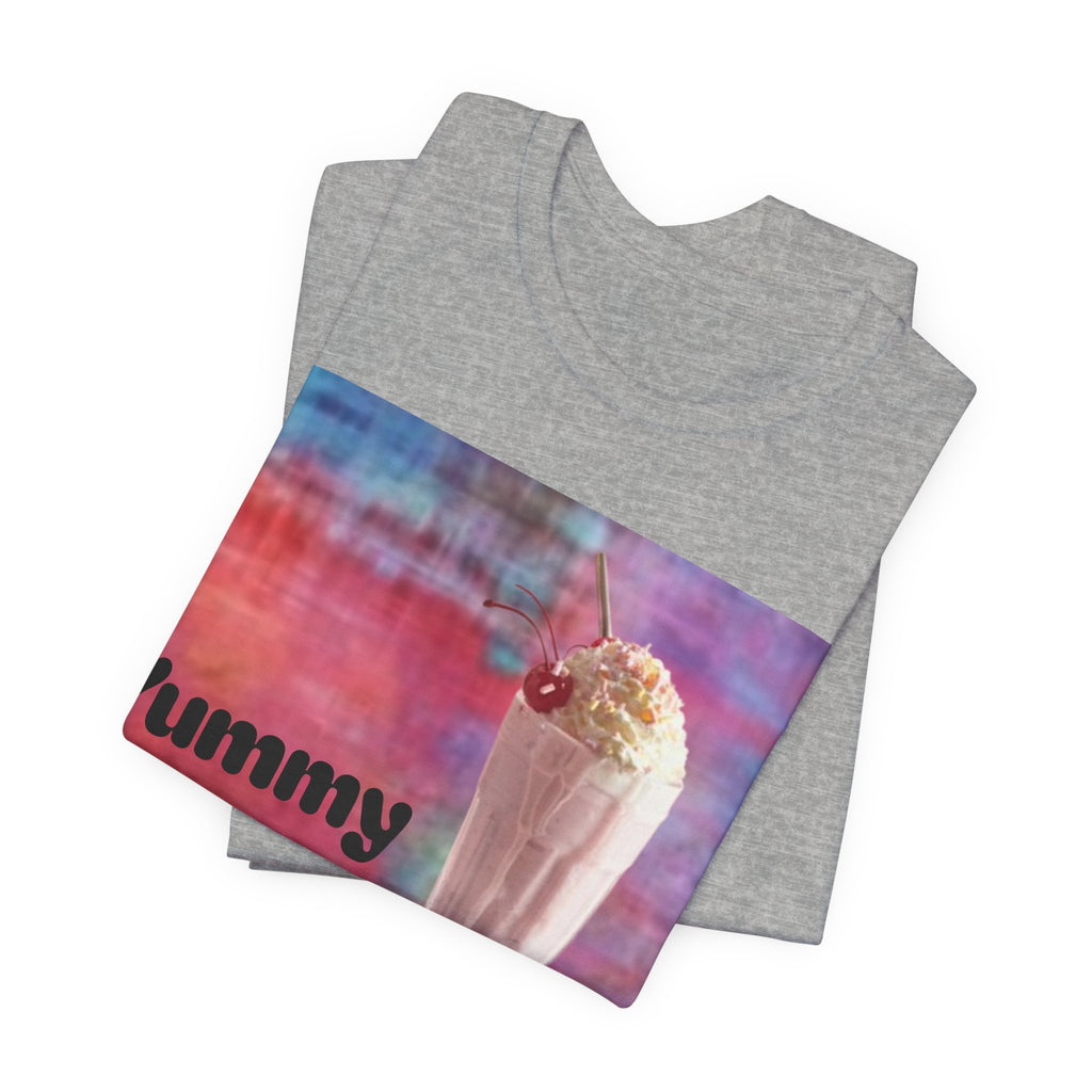 Yummy Strawberry Milkshake Tee - Retro Colorful Ice Cream Soda Graphic T-Shirt