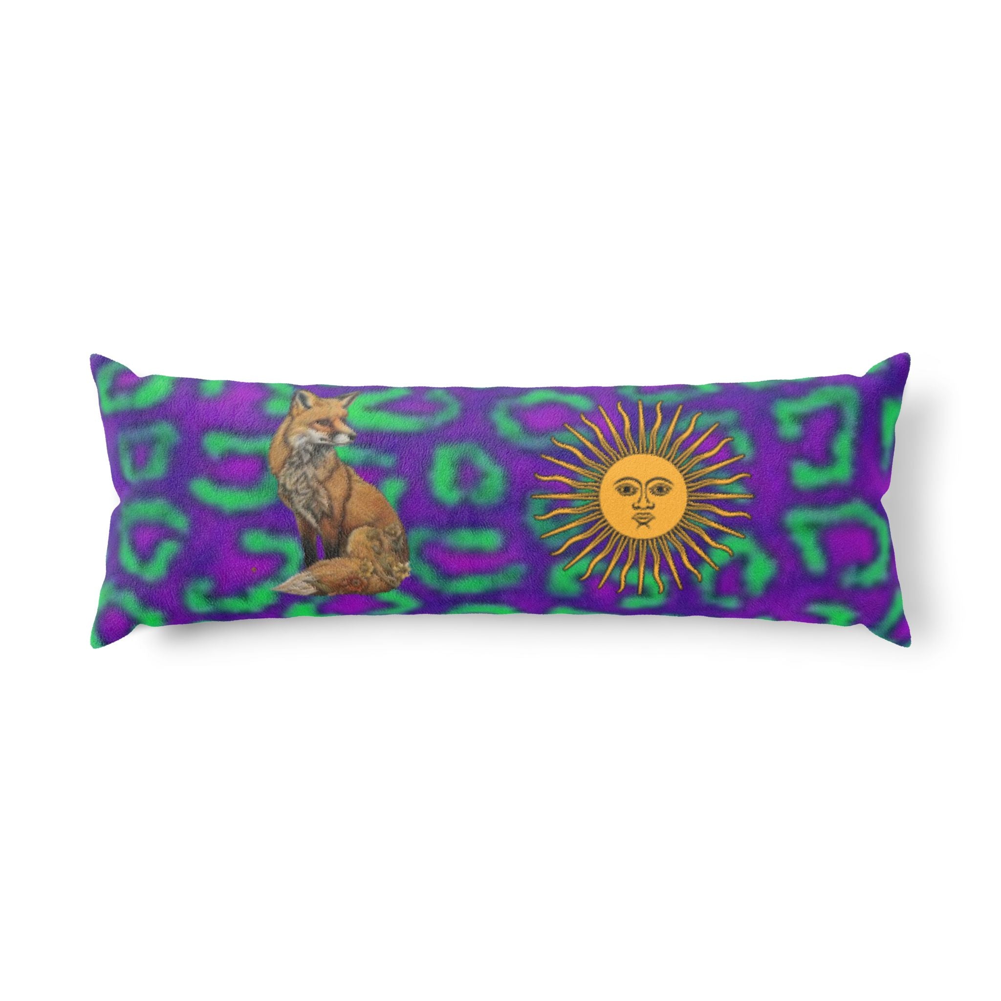 Boho Fox & Sun Body Pillow — Celestial Fox Lumbar Pillow