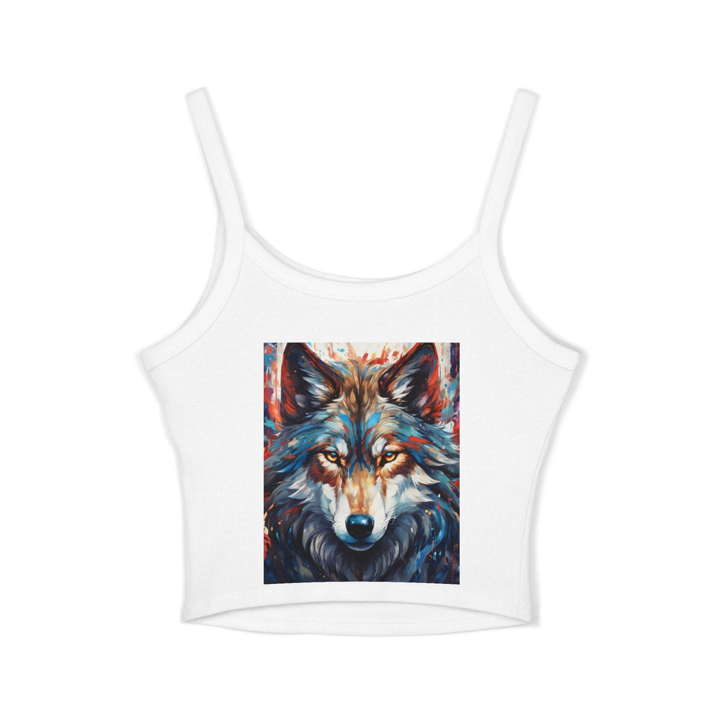 Wolf Spirit Crop Tank — Boho Native-Inspired Women's Spaghetti Strap Top