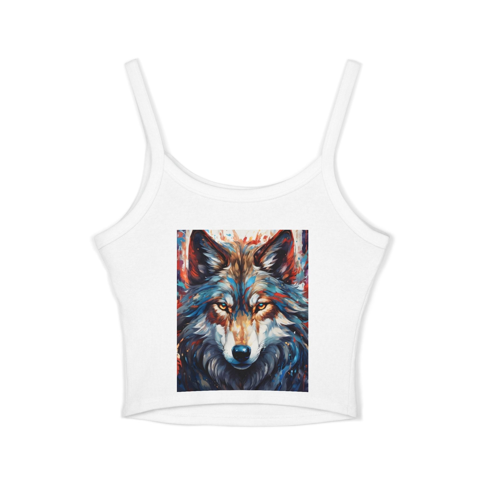 Wolf Spirit Crop Tank — Boho Native-Inspired Women's Spaghetti Strap Top