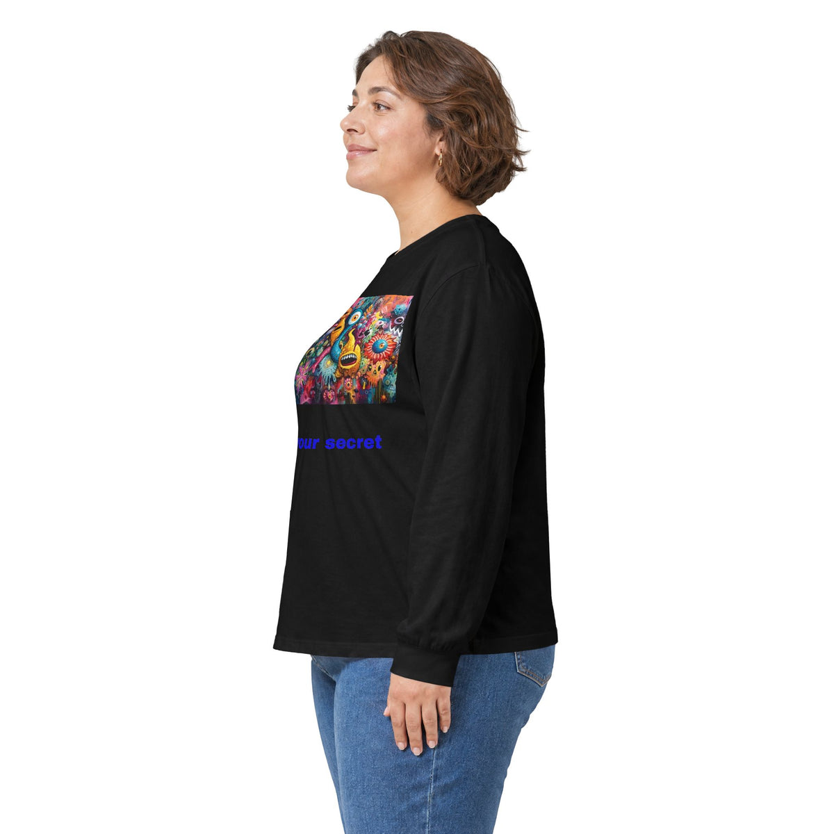 Long Sleeve Tee — I know your secret Colorful Psychedelic Monster Art