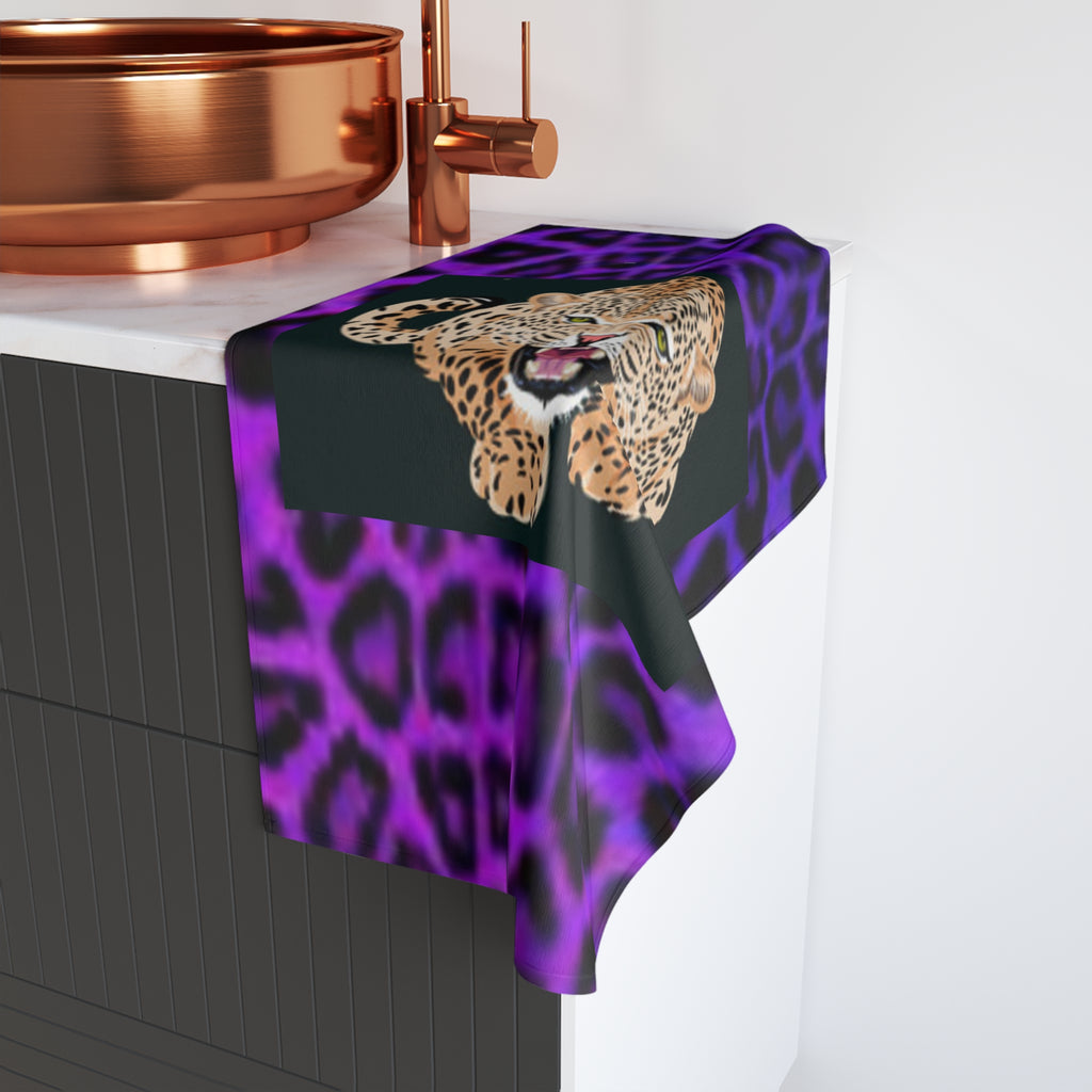 Leopard Purple Leopard-Print Hand Towel