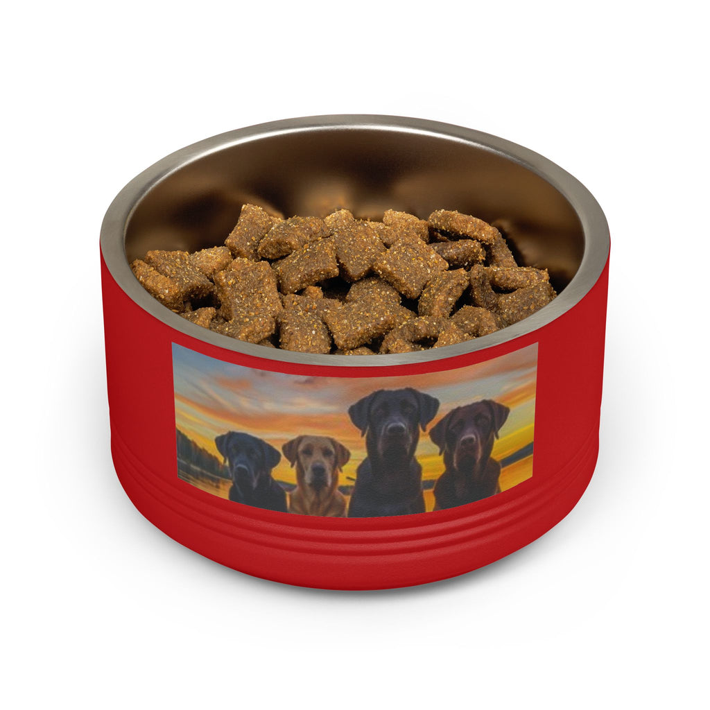 18oz Pet Bowl — Playful Diving Cat & Labradors  Design Stainless Steel Water & Food Dish