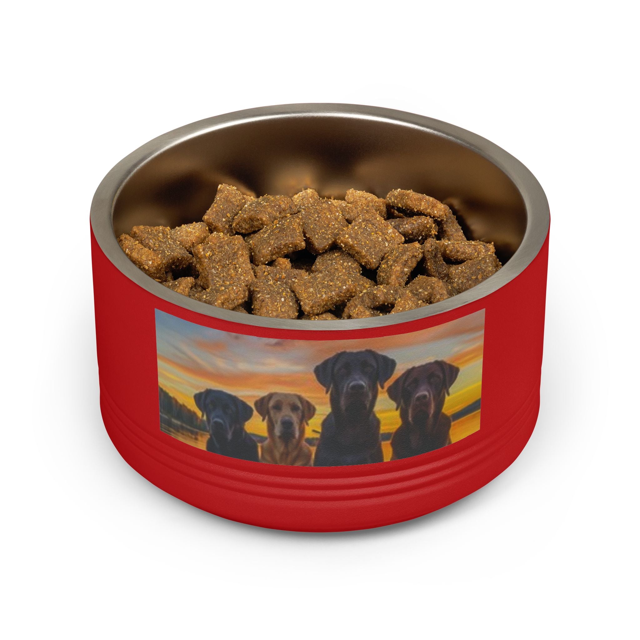 18oz Pet Bowl — Playful Diving Cat & Labradors  Design Stainless Steel Water & Food Dish