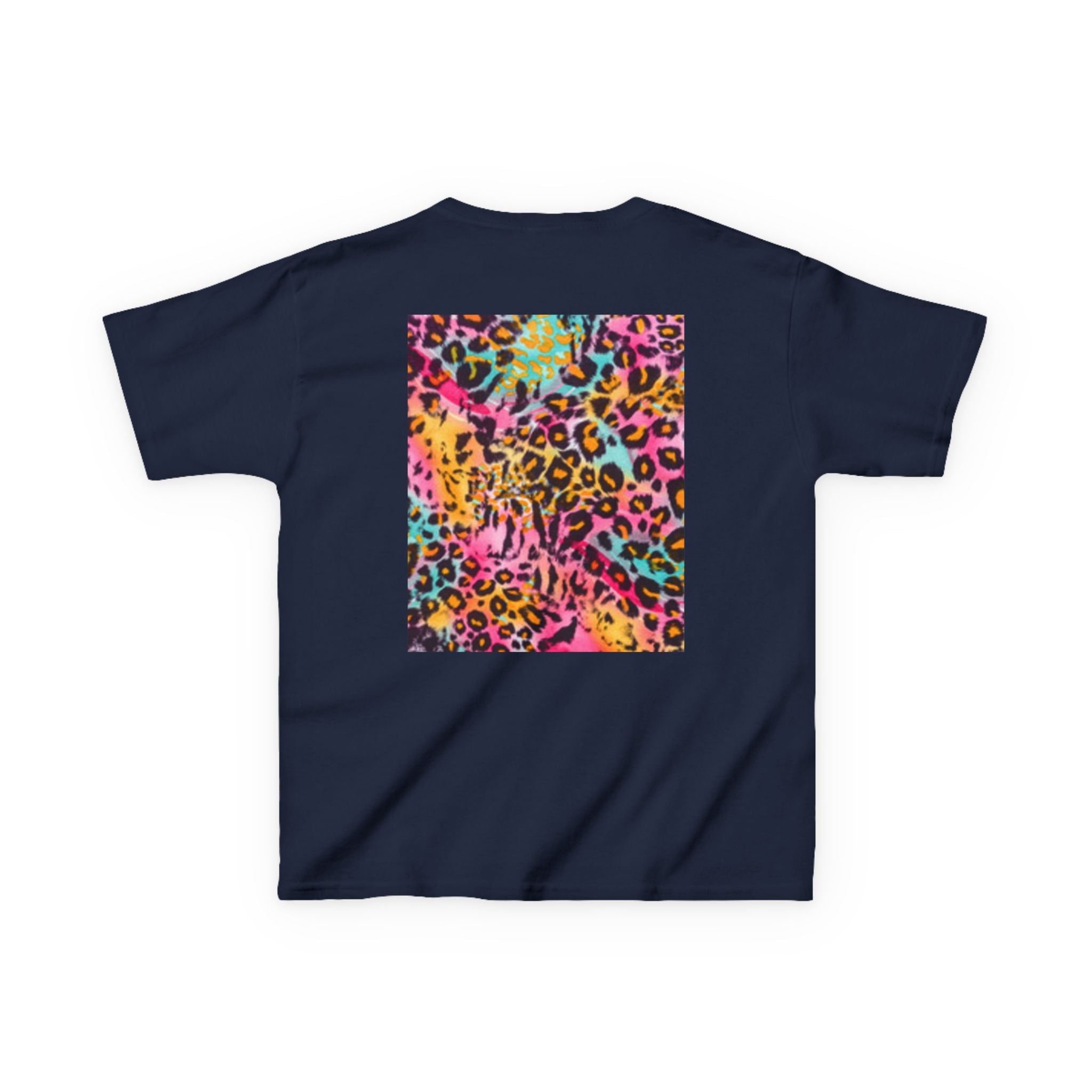 Kids Leopard Cub T-shirt — Colorful Leopard Print Back