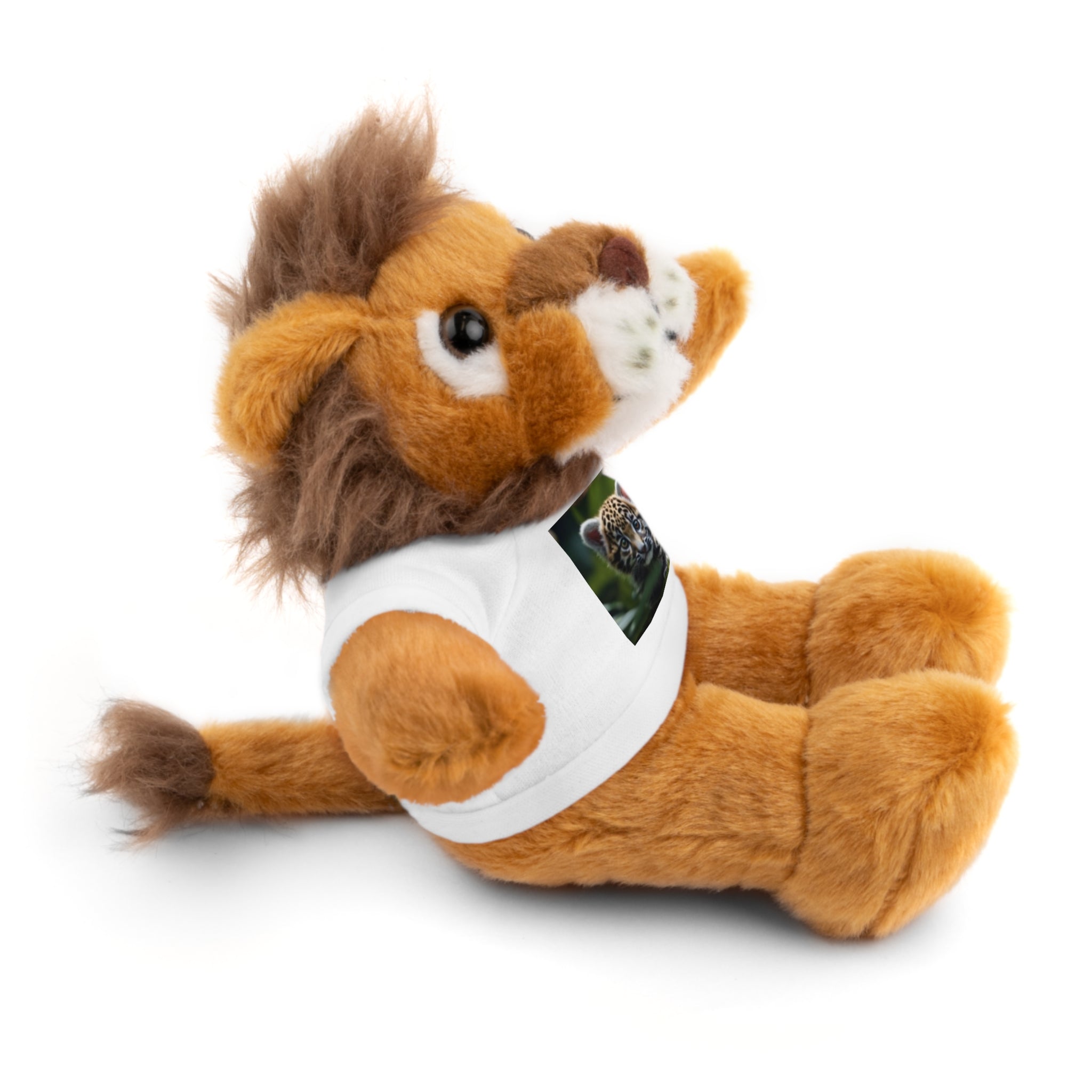 Plush Teddy Bear with Leopard Cub Tee — Cute Animal Gift for Kids & Wildlife Lovers