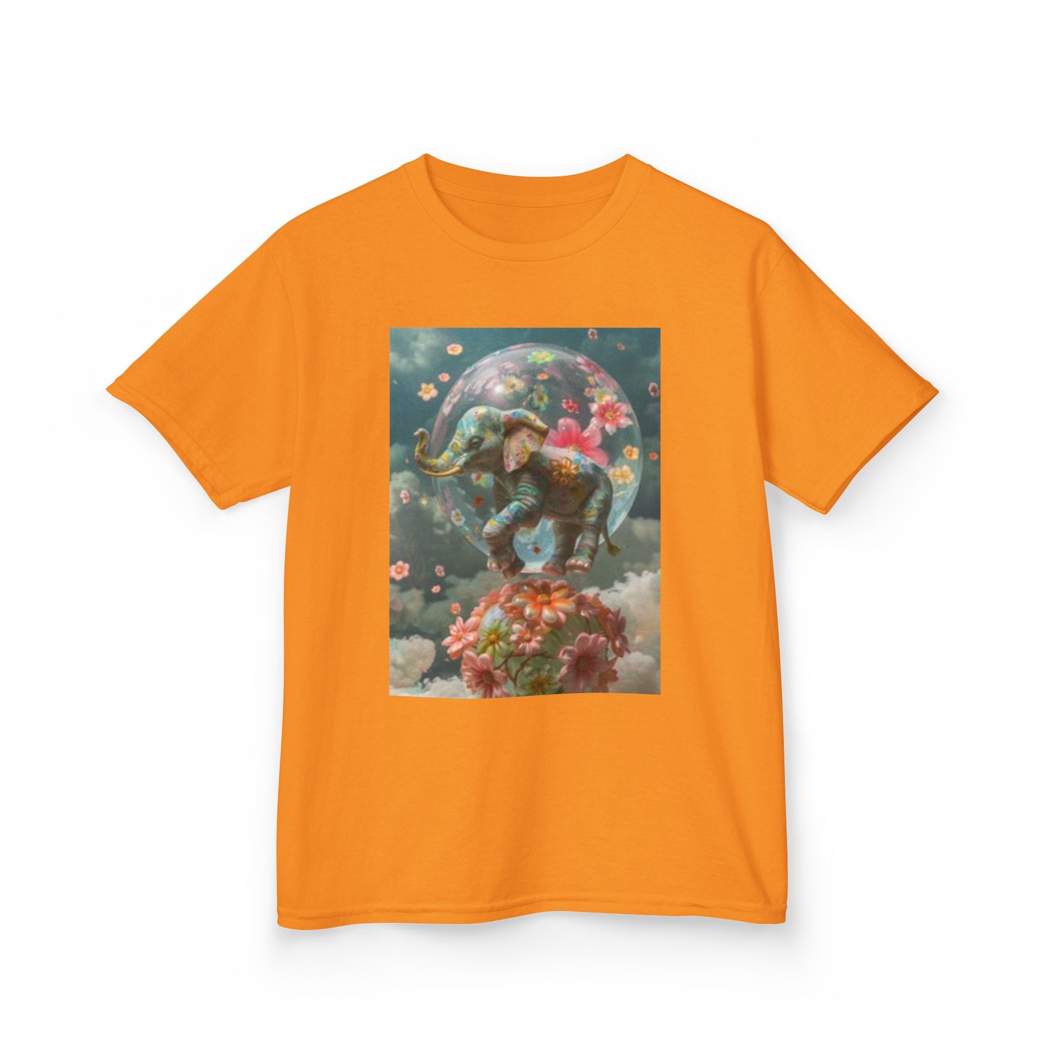 Kids Tee — Dreamy Floral Elephant Illustration