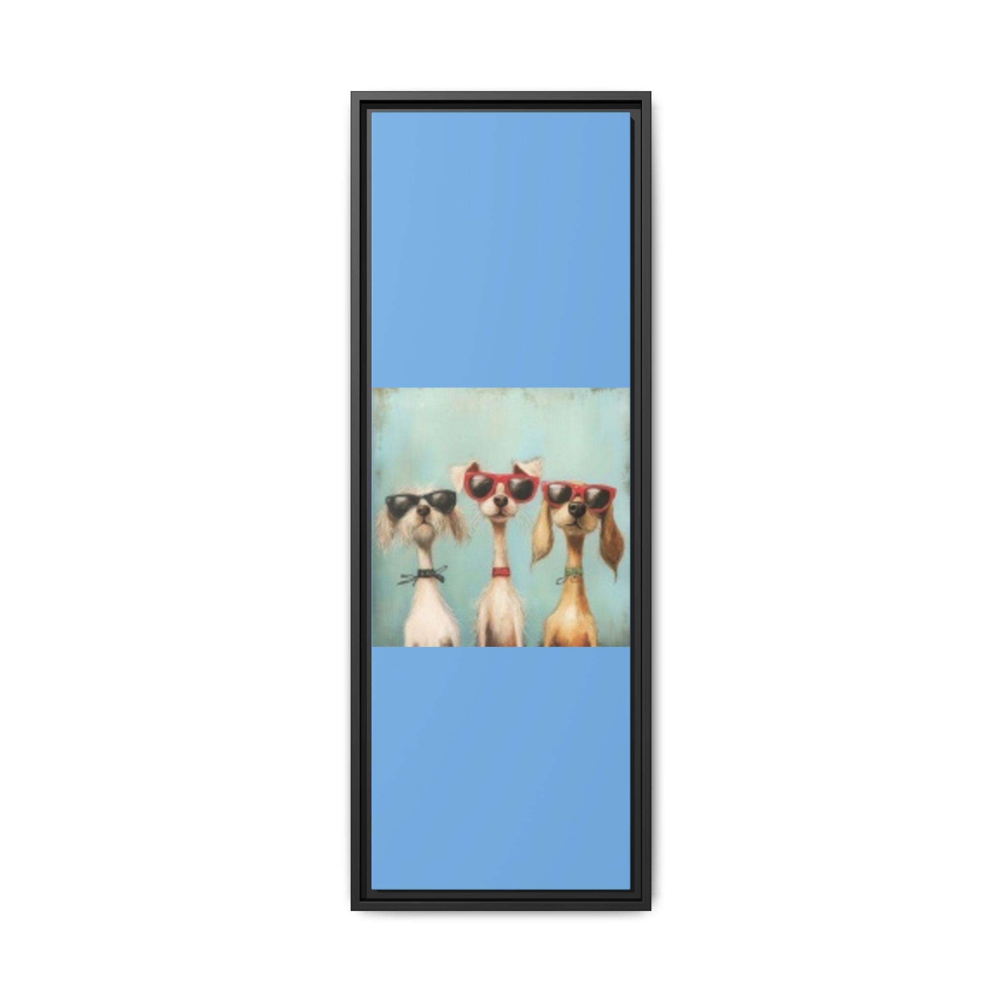 Framed Matte Canvas — Three Cool Dogs in Sunglasses Wall Art