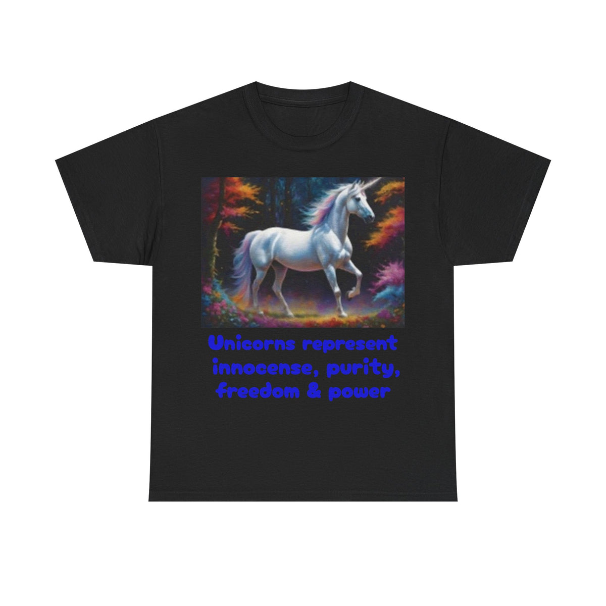 Unicorn Fantasy T-Shirt — Majestic White Unicorn in Enchanted Forest