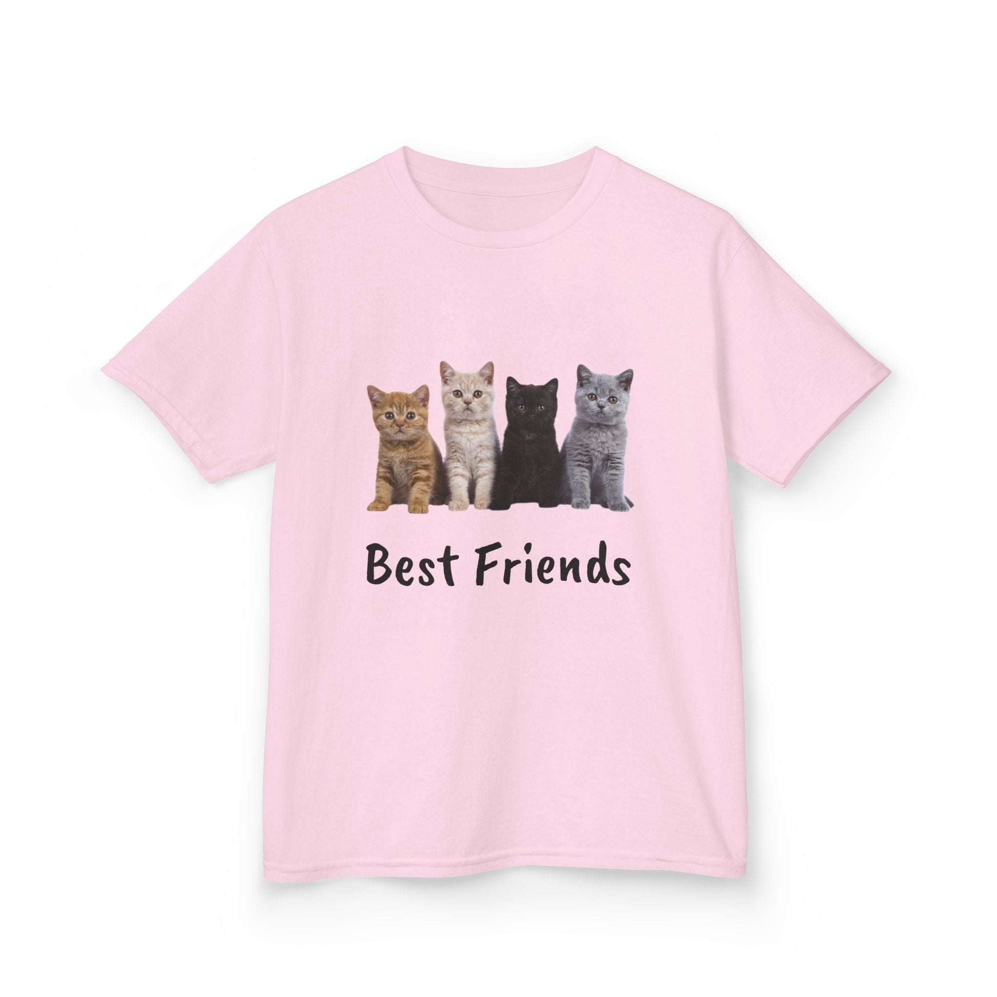 Kids Cat Paw T-Shirt — Cute Kitten Row Front & Paw Prints Back