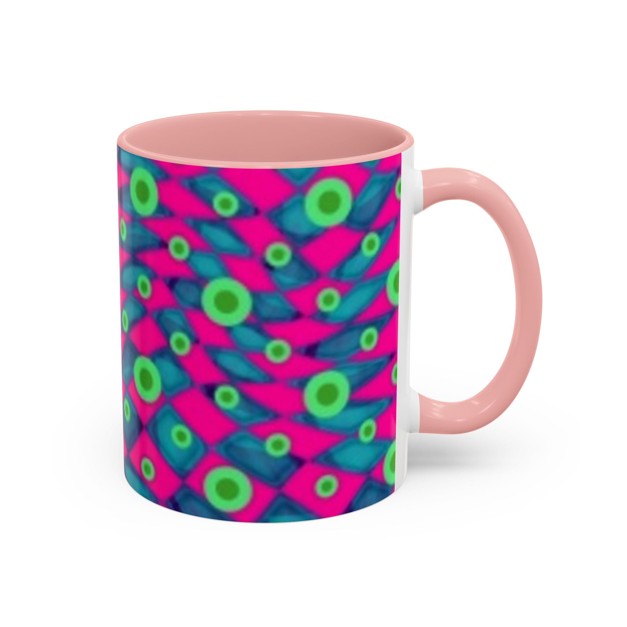 Abstract Neon Pattern Coffee Mug — Vibrant Retro Geometric Accent Mug (11/15oz)