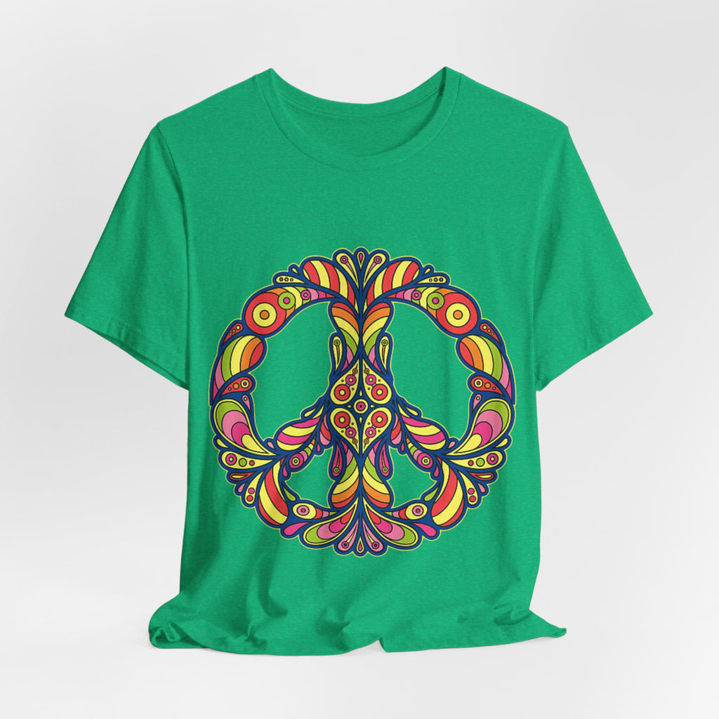Psychedelic Floral Peace Sign T-Shirt World Peace