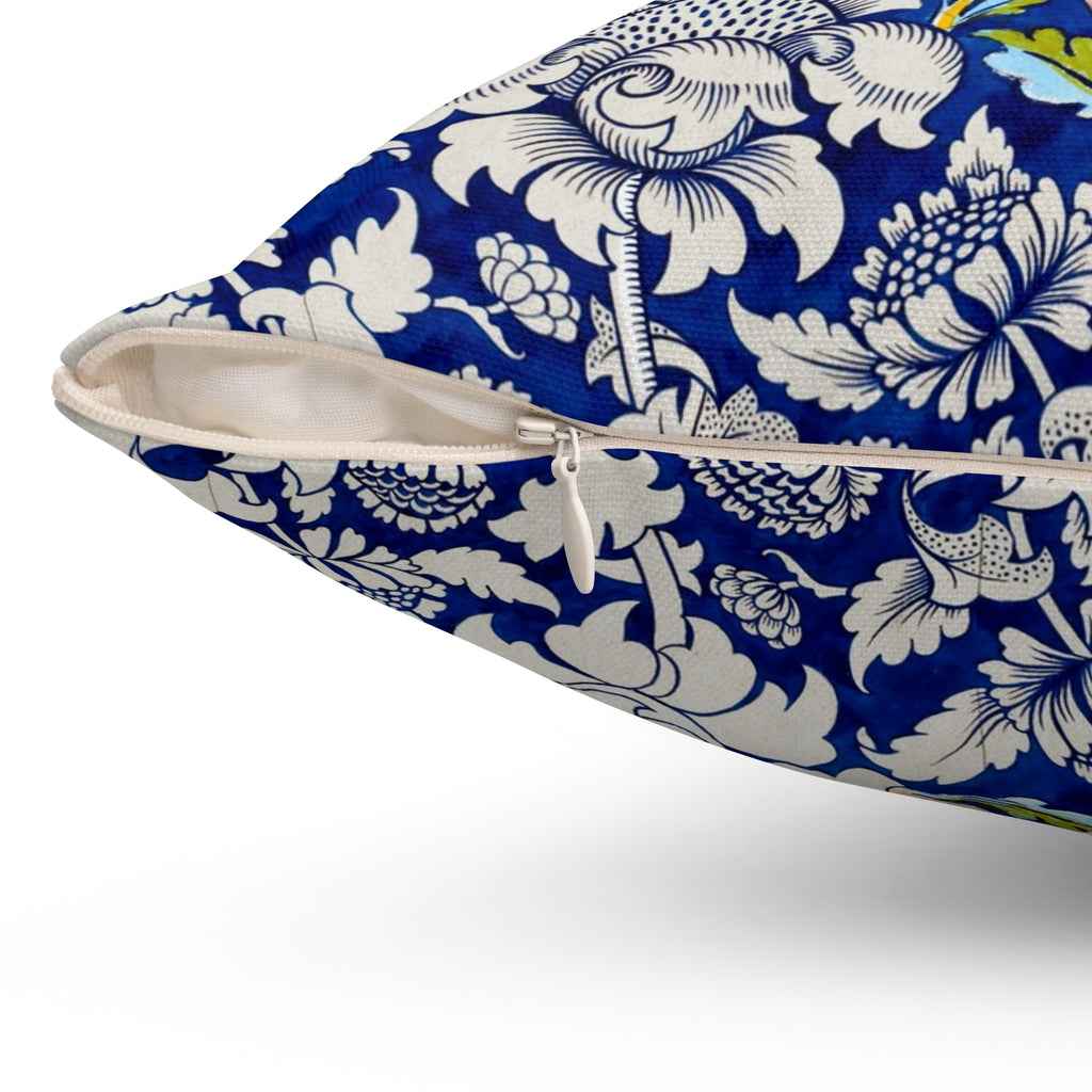 Floral William Morris–Style Navy Decorative Pillow