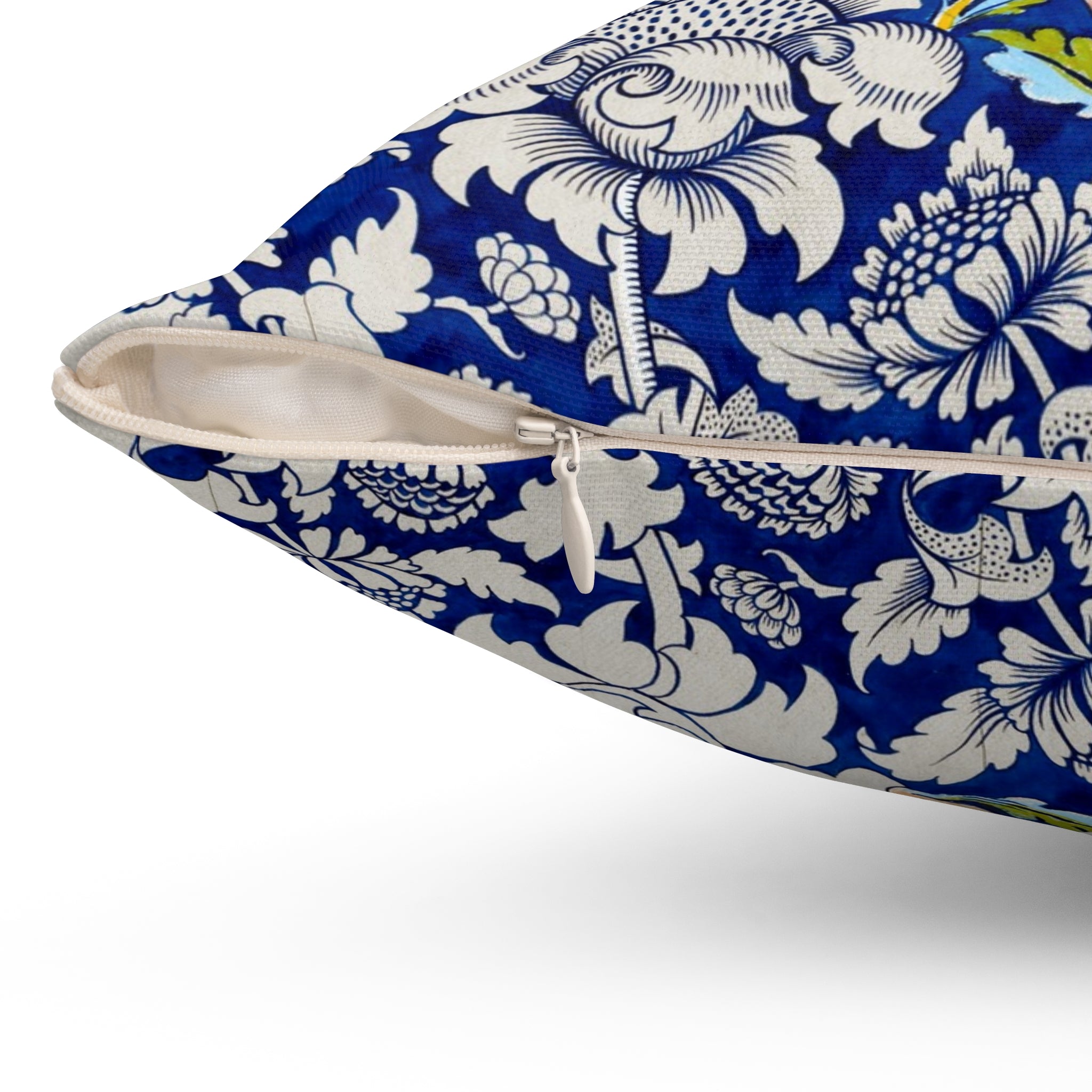 Floral William Morris–Style Navy Decorative Pillow