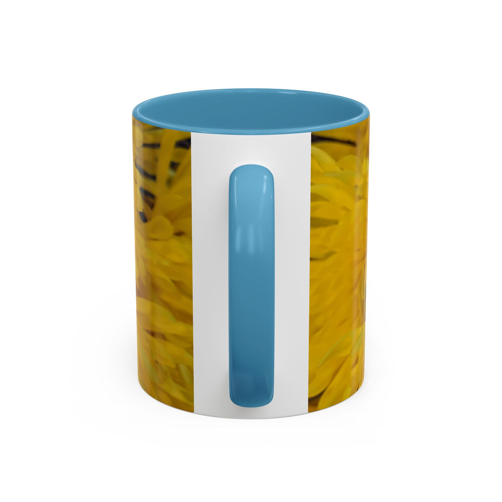 Yellow Chrysanthemum Accent Coffee Mug — Floral 11/15oz Tea Cup