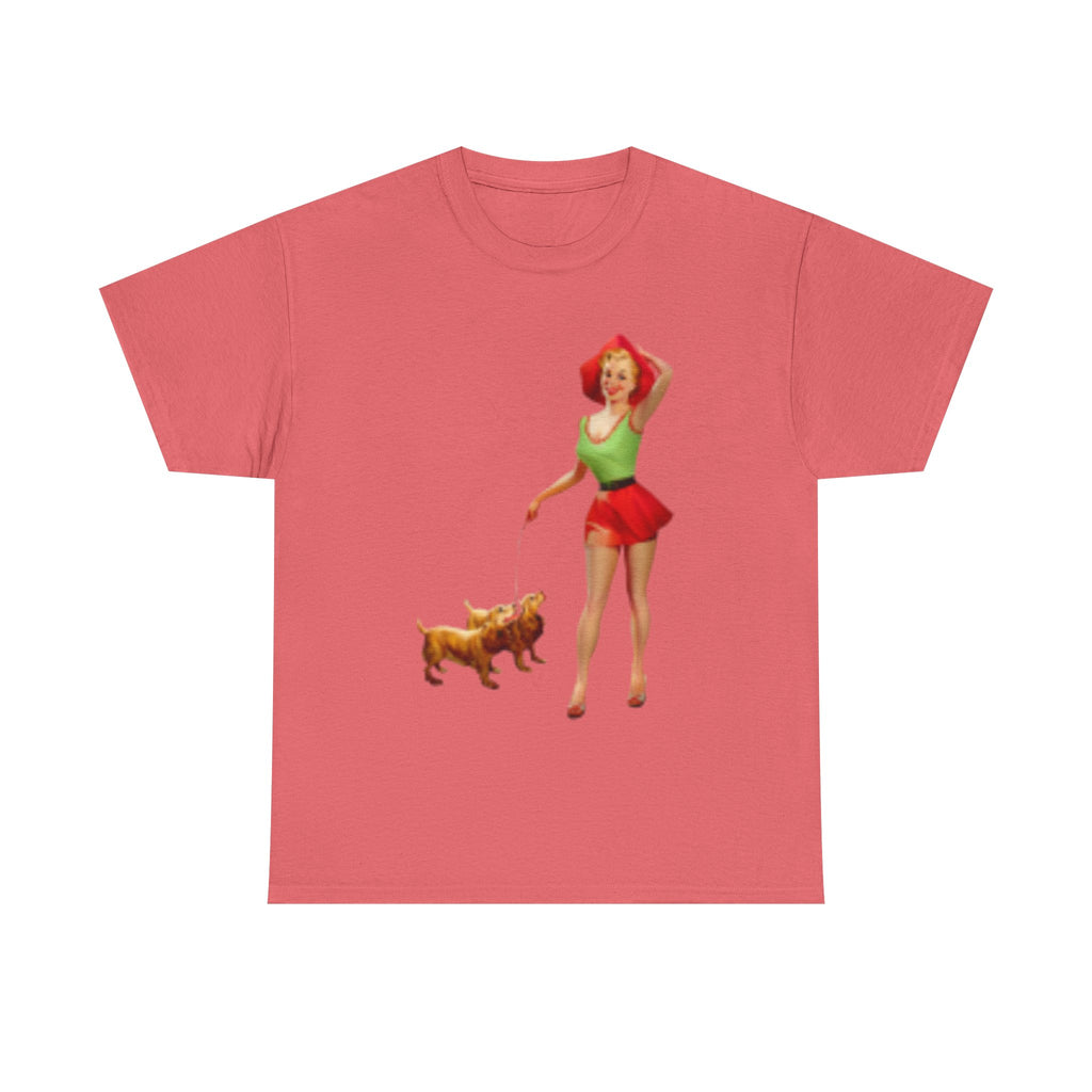 Pin-Up Girl with Terrier & Fast Car Graphic T-shirt — Retro 1950's Vintage Style T-Shirt