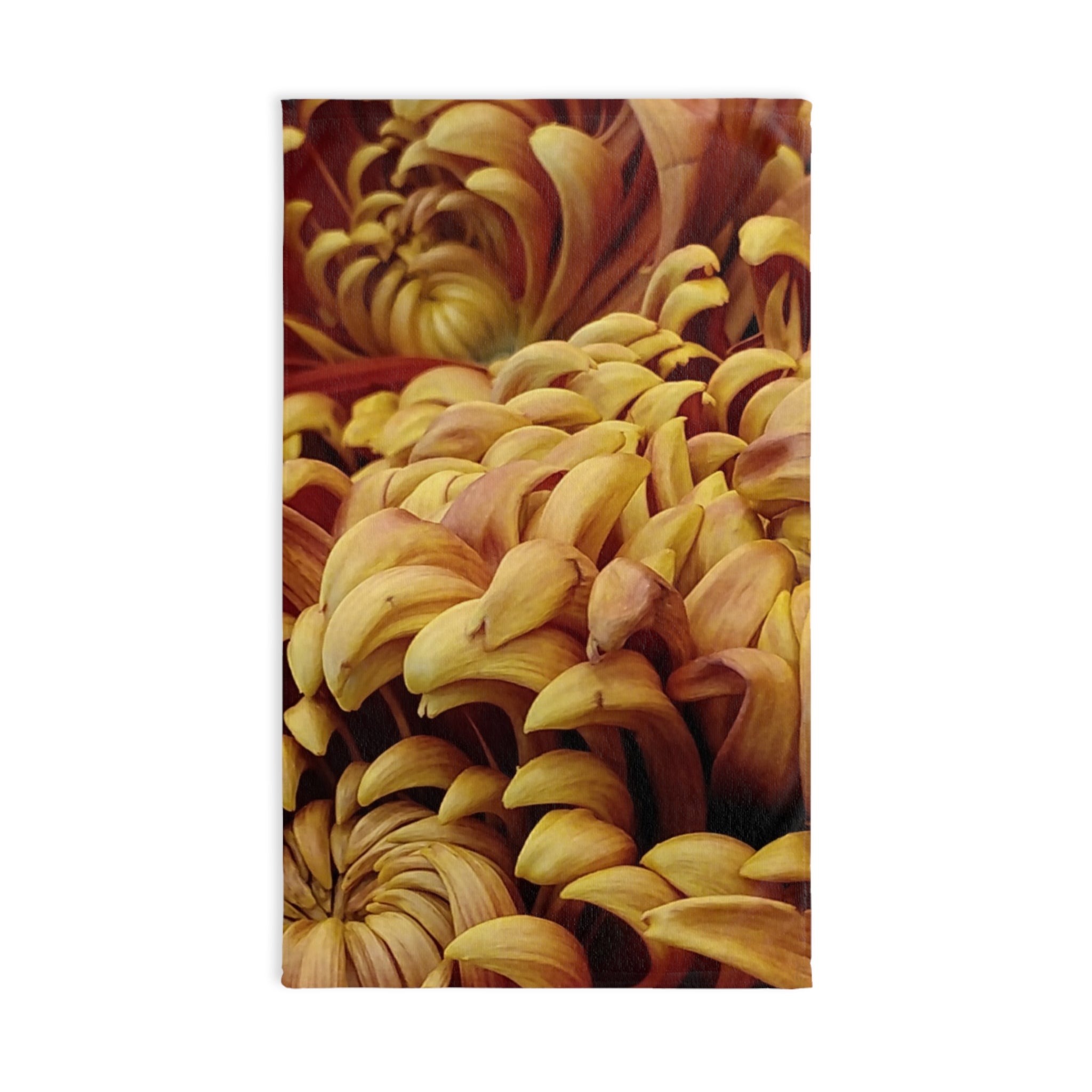 Autumn Chrysanthemum Hand Towel — Golden Floral Kitchen & Bath Accent