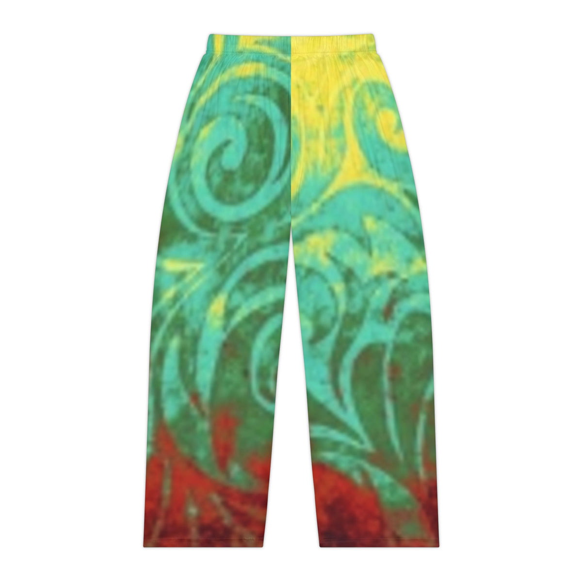 Boho Swirl Women's Pajama Pants – Vibrant Turquoise, Yellow & Red Lounge Sleepwear