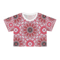 Floral Kaleidoscope Crop Tee — Red Mandala All-Over Print