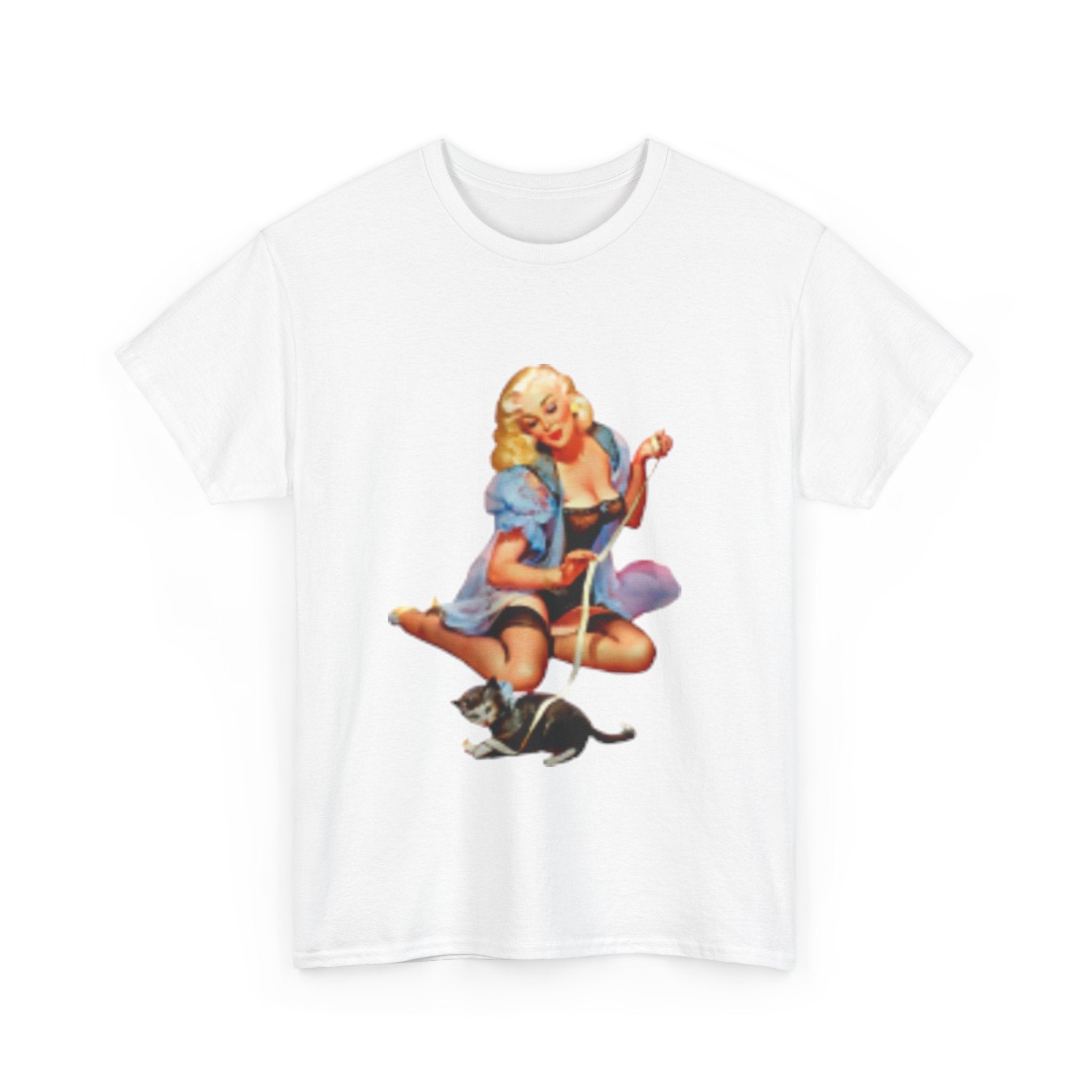 Pin-Up Girl with Cat T-Shirt