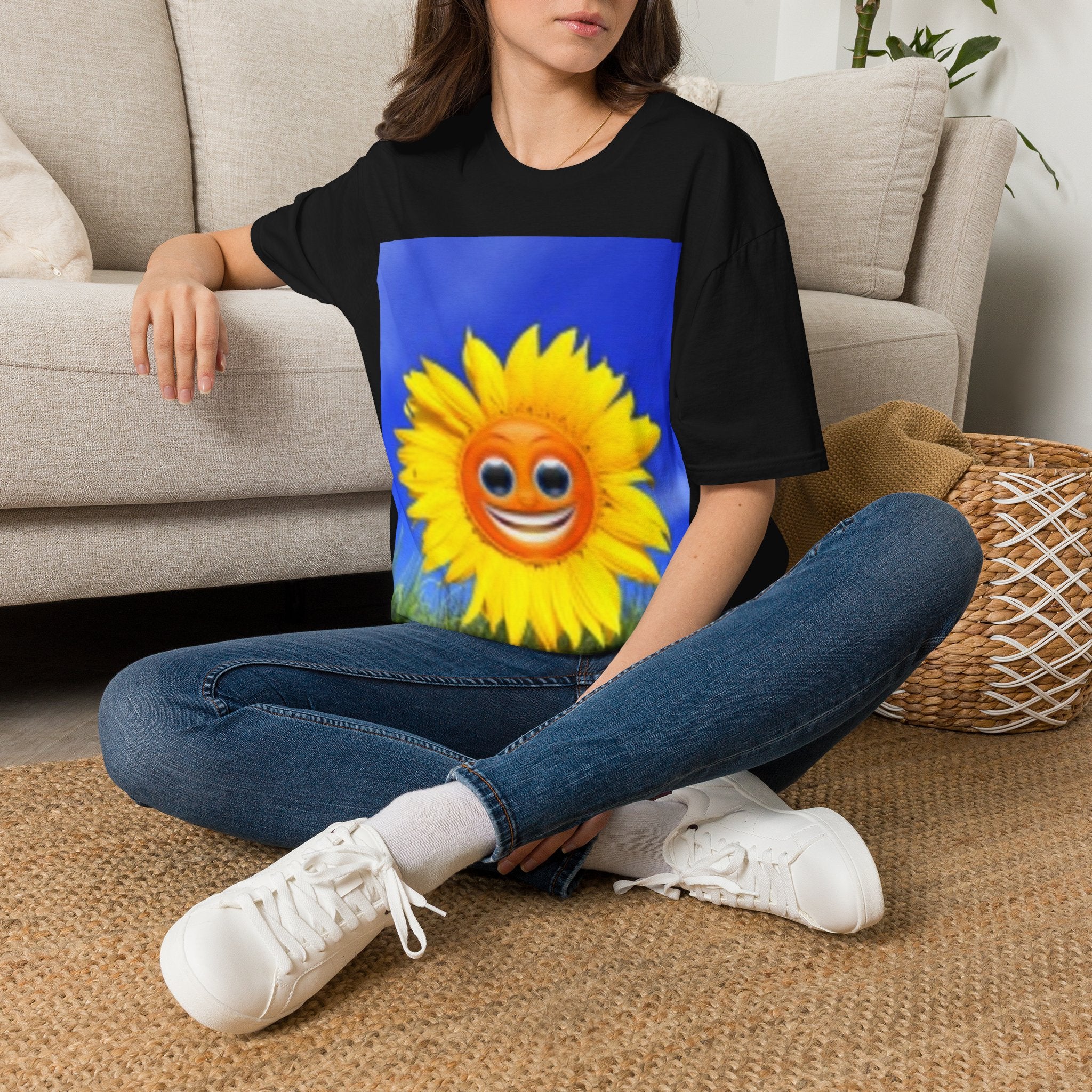 Sunflower Smile T-Shirt — Bright Happy Floral Graphic Tee