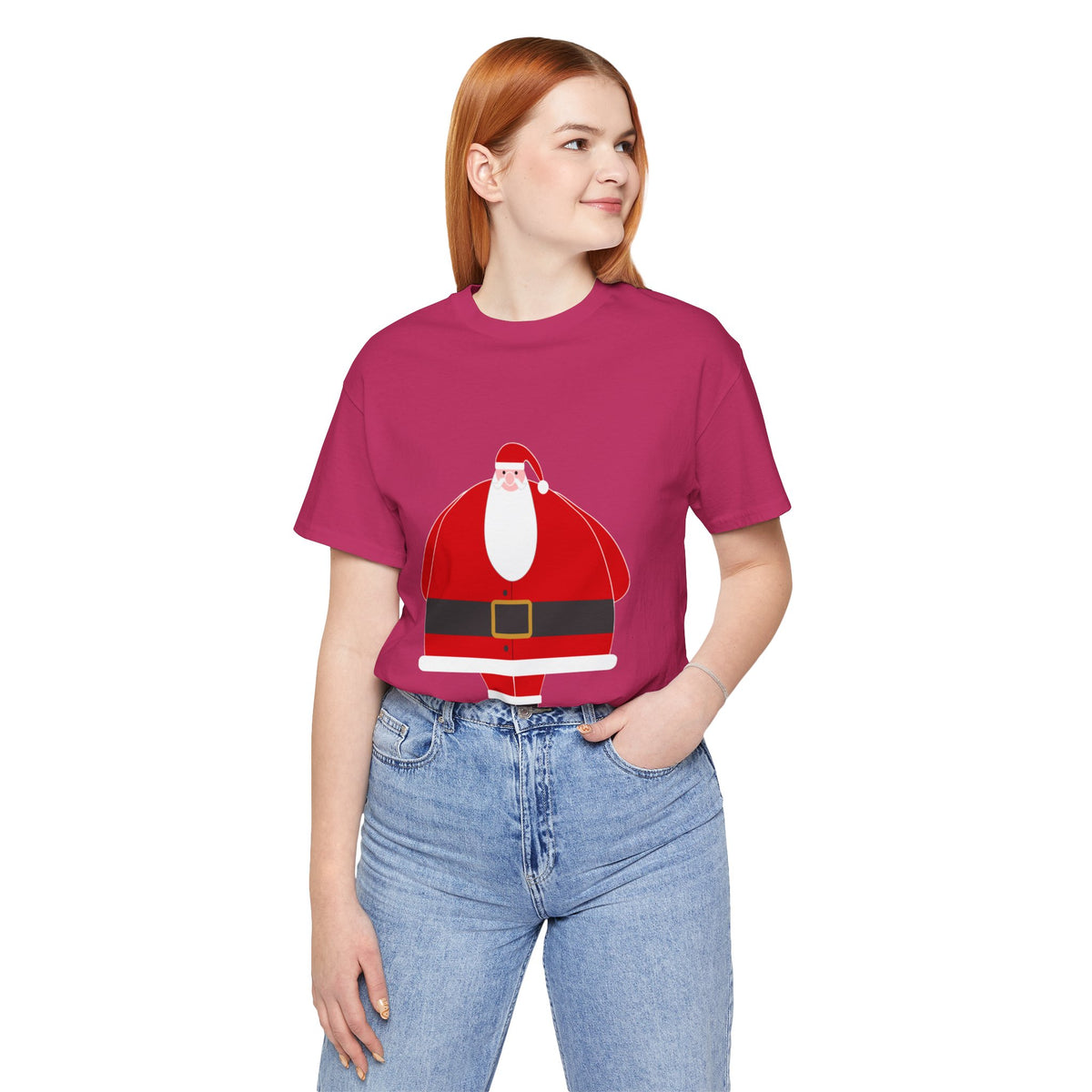 Santa Claus Graphic Tee — Cute Round Santa Christmas T-Shirt