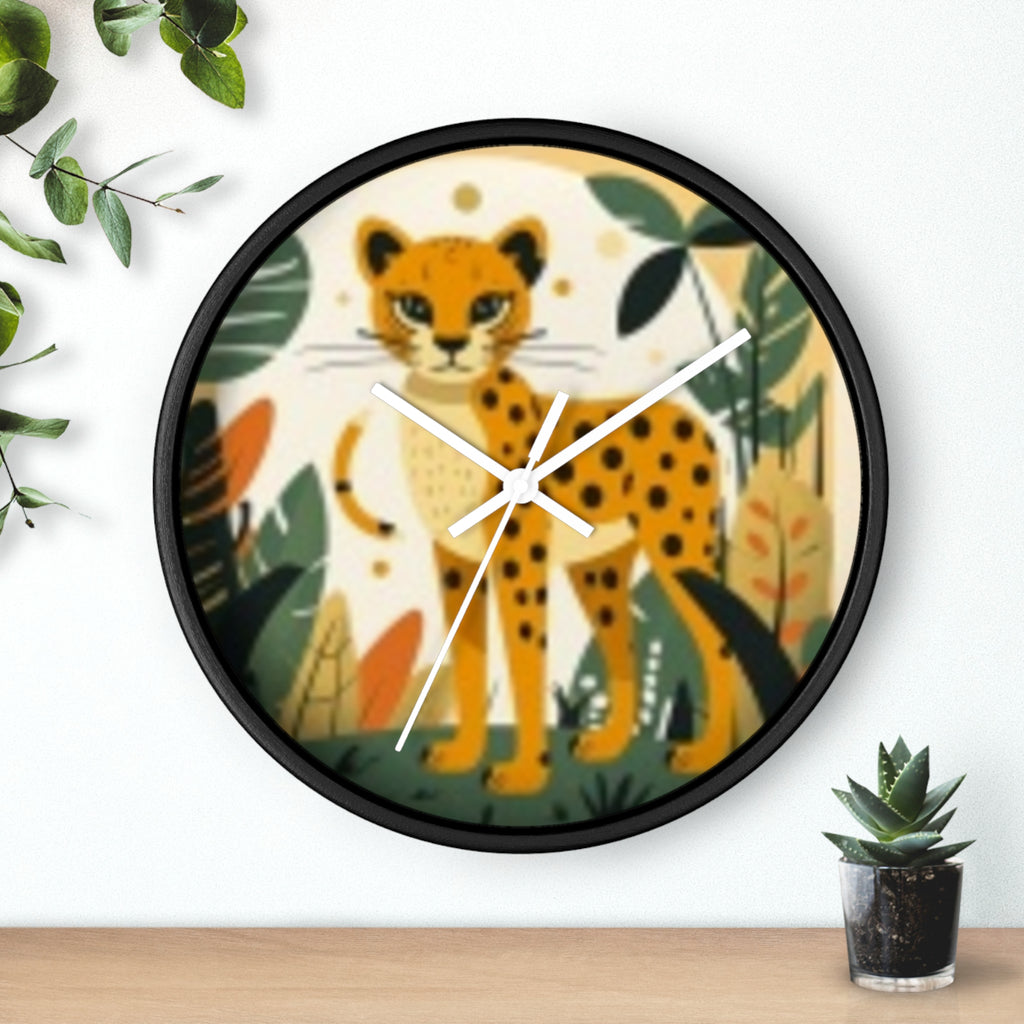 Cheetah Jungle Wall Clock — Cute Safari Nursery & Children  Decor