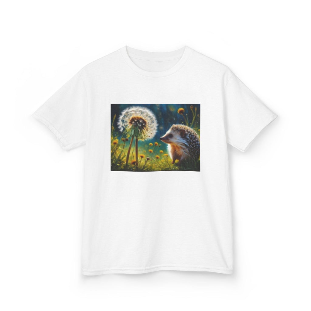 Kids Hedgehog & Dandelion T-Shirt — Whimsical Nature Tee for Children