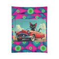 Retro Cat Driving Comforter - Vintage Convertible Black Cat Bedding