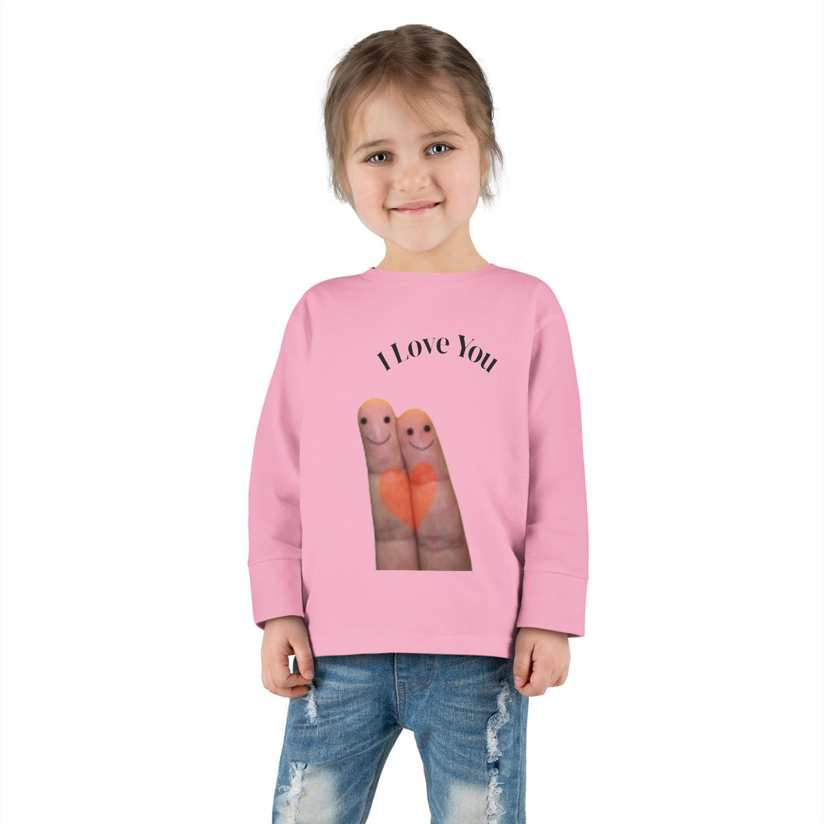 Toddler Tee — Cute Finger Friends I Love You Graphic Long-Sleeve Shirt