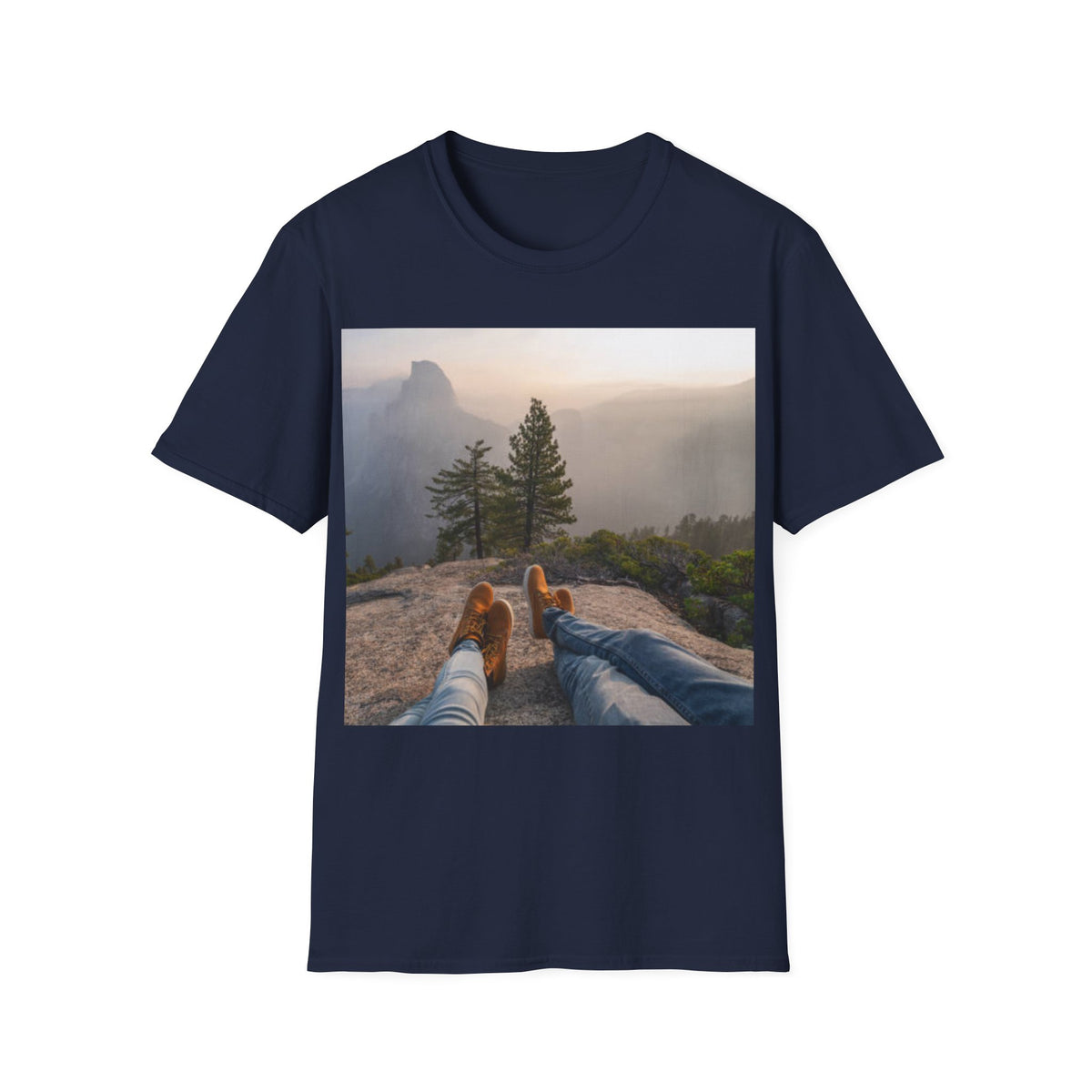 Relaxing after climbing a Mountain T-Shirt — Scenic Mountain View T-shirt