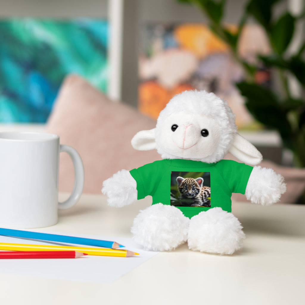 Plush Teddy Bear with Leopard Cub Tee — Cute Animal Gift for Kids & Wildlife Lovers