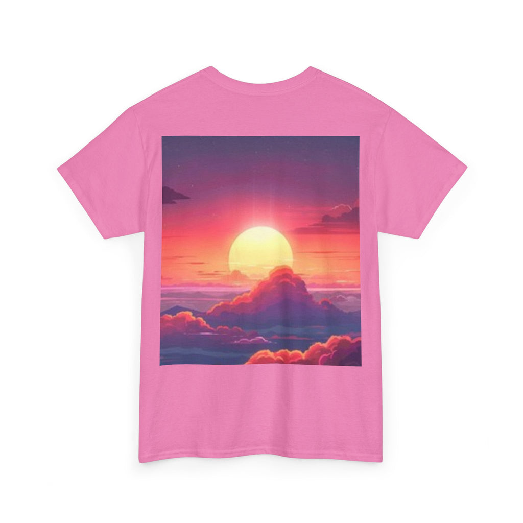 Mythic Sunset Portrait Tee — Artistic Goddess & Vibrant Sunset Graphic T-Shirt
