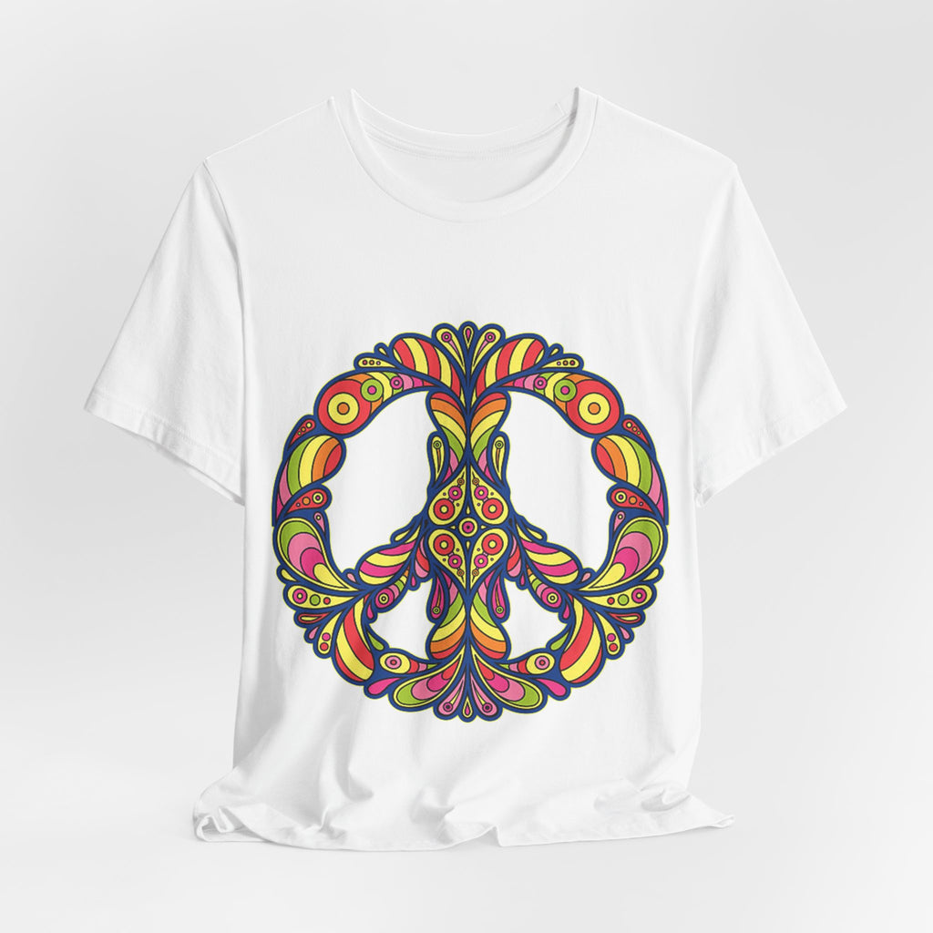 Psychedelic Floral Peace Sign T-Shirt World Peace