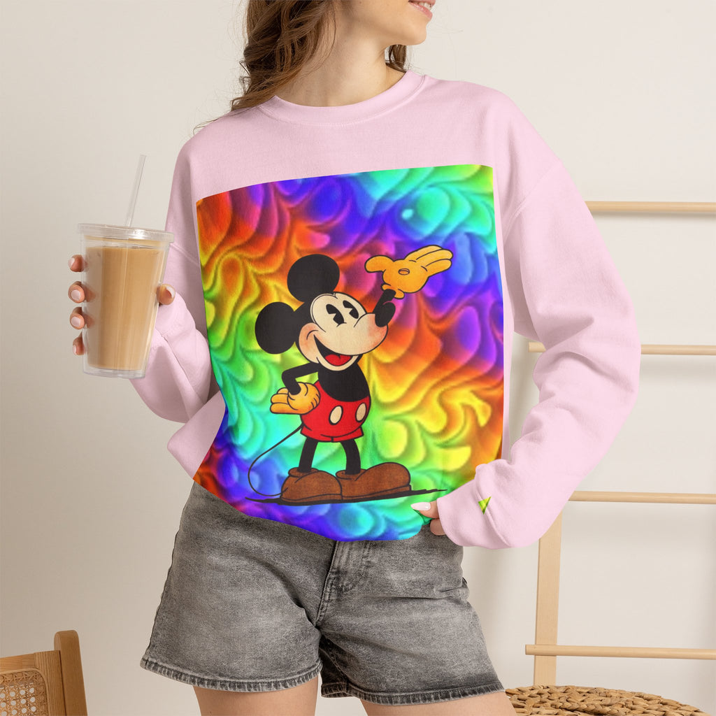 Mickey Mouse Rainbow Colors Unisex Heavy Blend Crewneck Sweatshirt