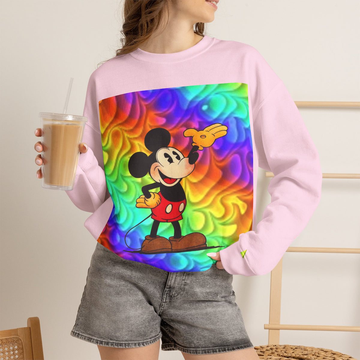 Mickey Mouse Rainbow Colors Unisex Heavy Blend Crewneck Sweatshirt