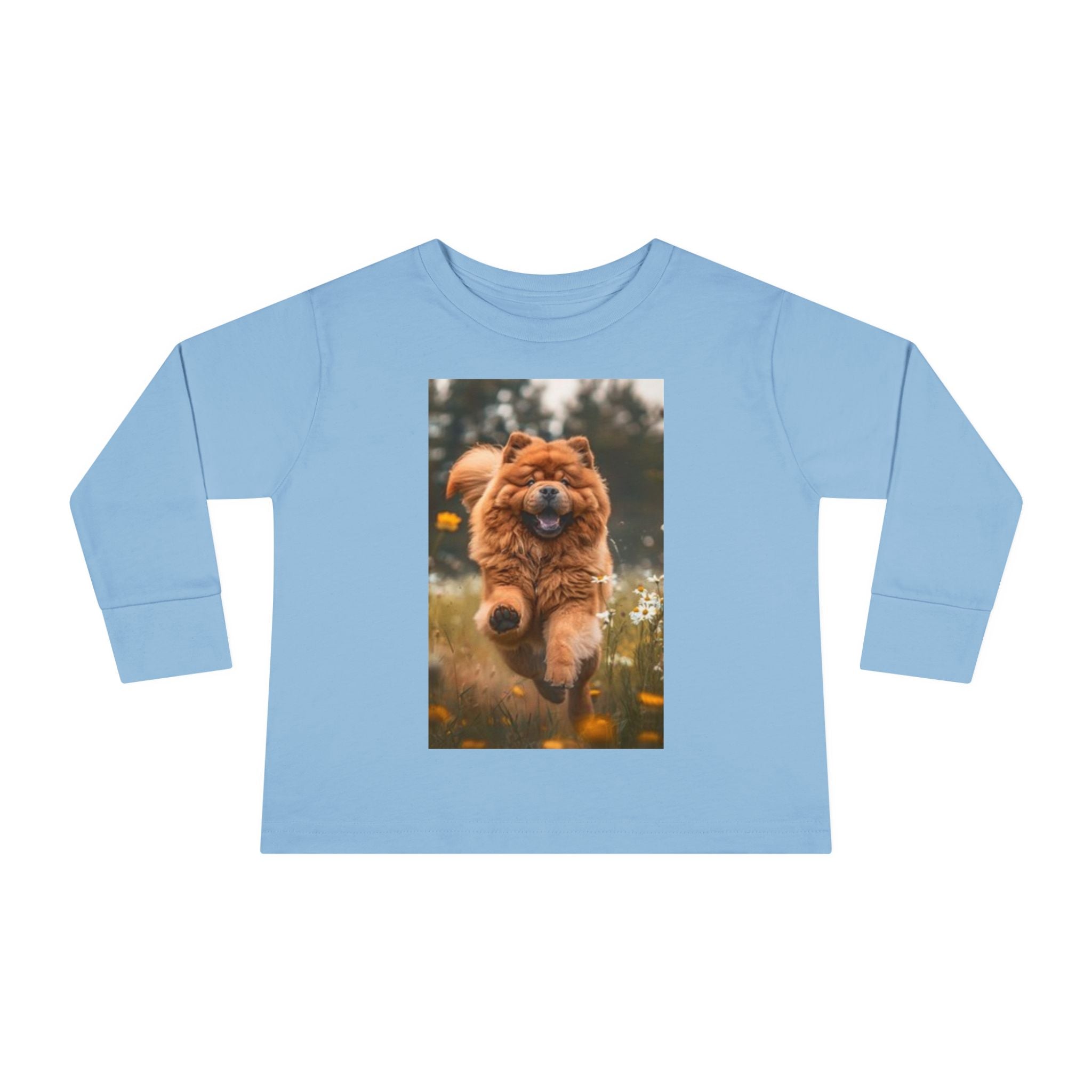 Toddler Long Sleeve Tee — Joyful Running Chow Chow Dog Photo Tee