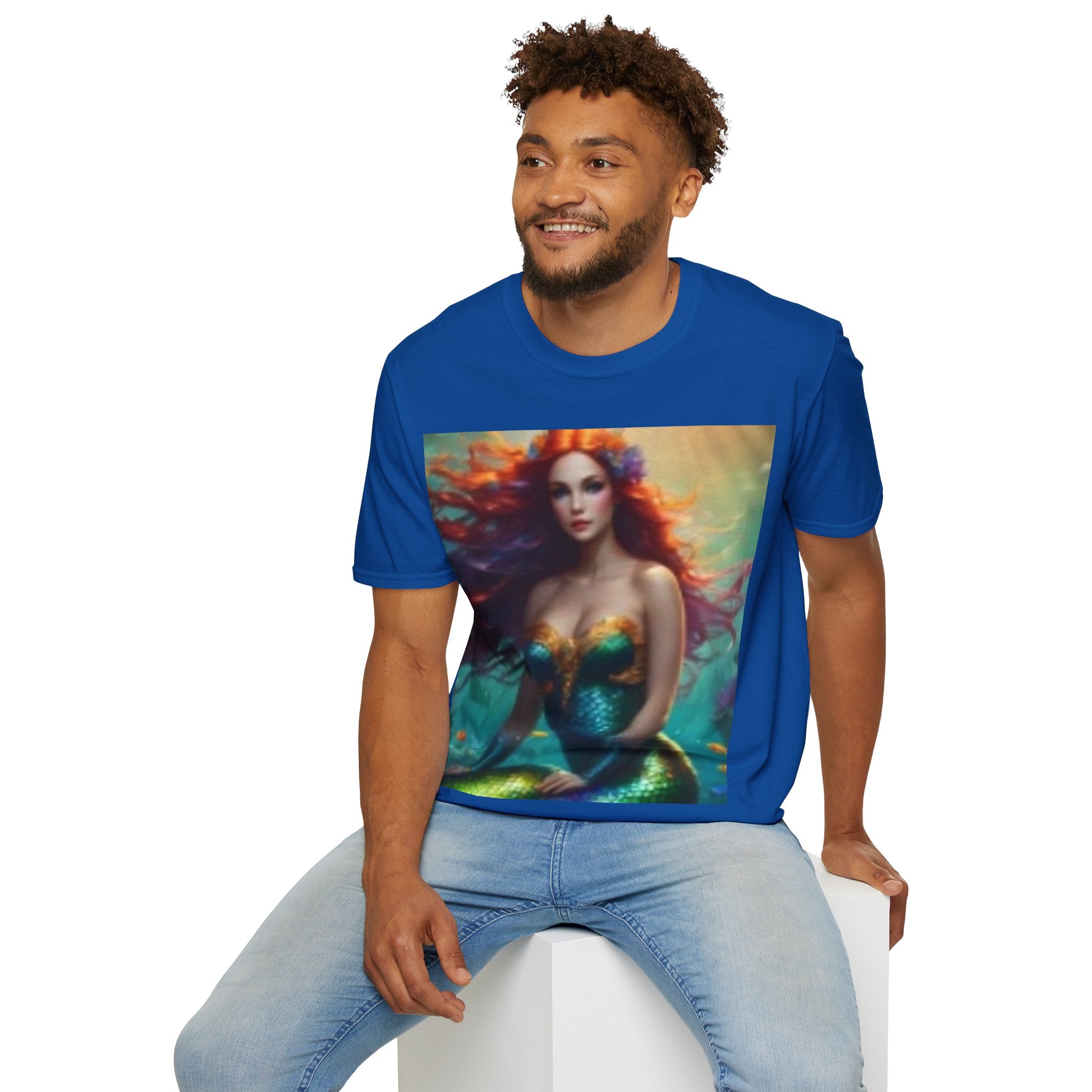 Mermaid Portrait T-Shirt — Artistic Red-Headed Siren Graphic Tee