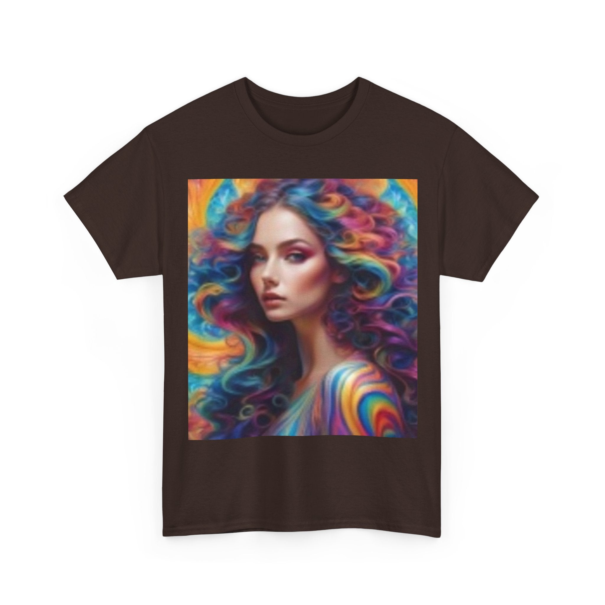 Psychedelic Beautiful Woman T-Shirt — Vibrant Rainbow Woman Art Tee