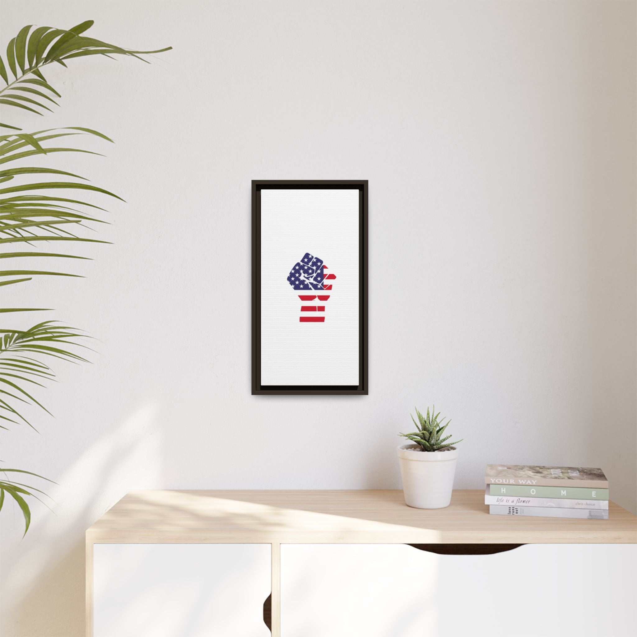 Framed Canvas Print – American Flag Fist Wall Art